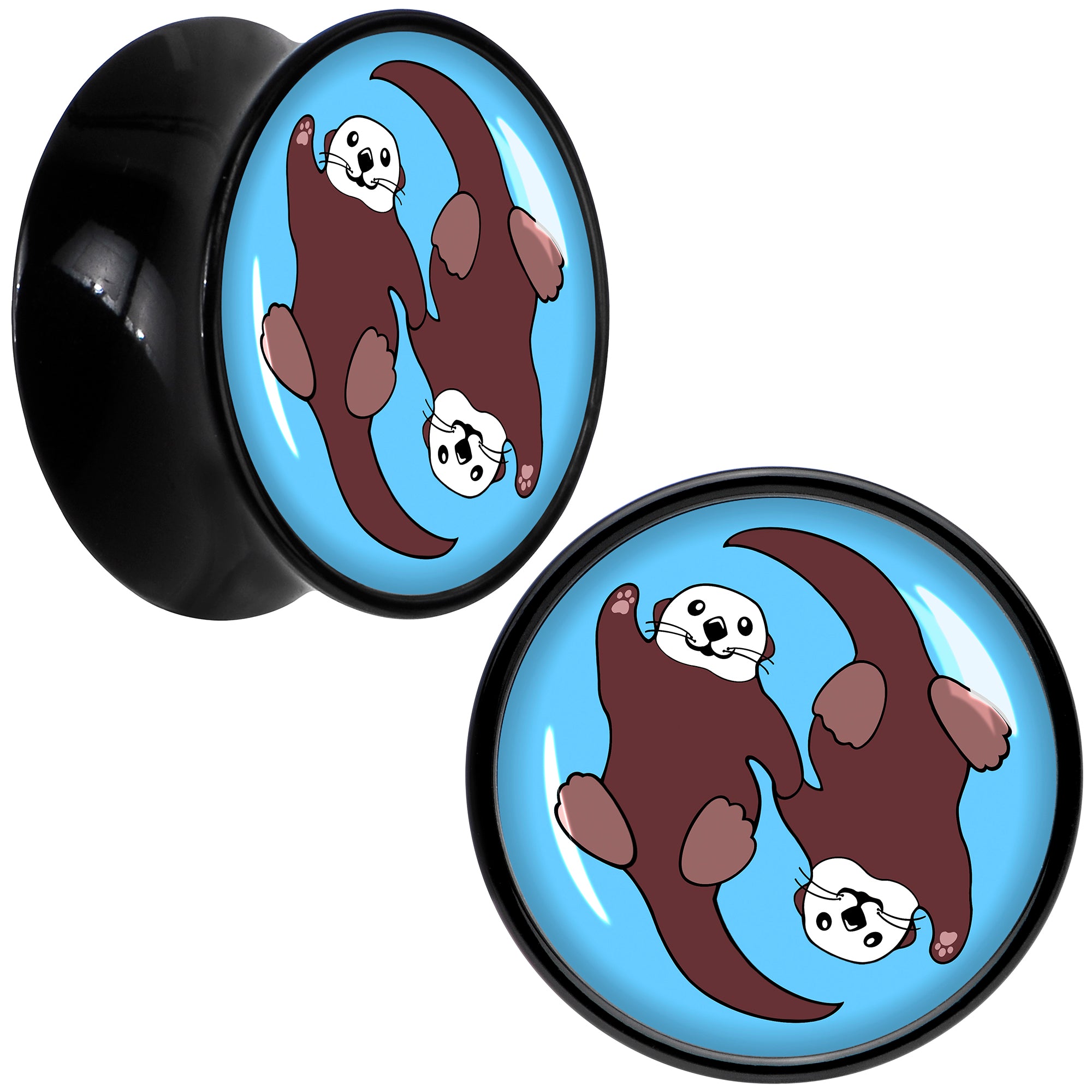 Oh My Otters Animal Black Acrylic Saddle Plug Set