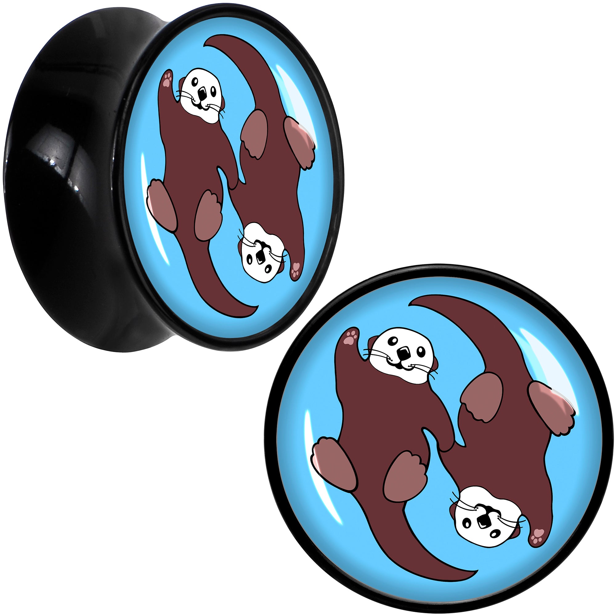 Oh My Otters Animal Black Acrylic Saddle Plug Set