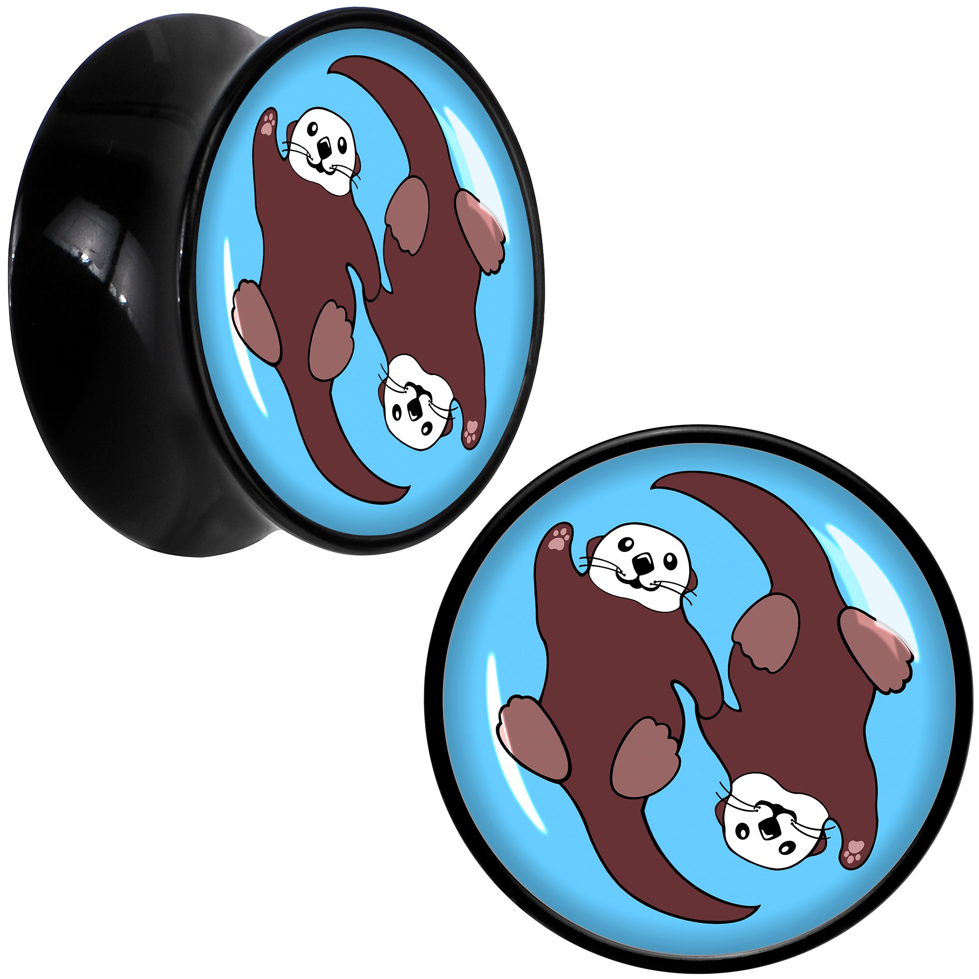 Oh My Otters Animal Black Acrylic Saddle Plug Set