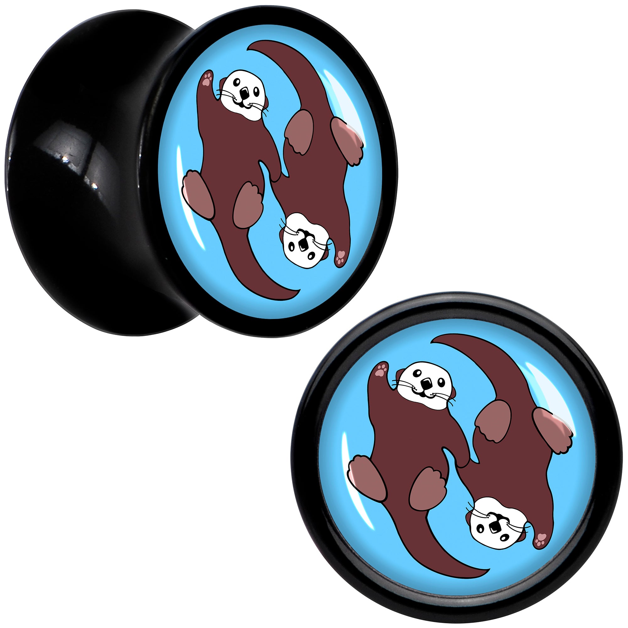 Oh My Otters Animal Black Acrylic Saddle Plug Set