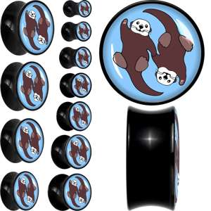 Oh My Otters Animal Black Acrylic Saddle Plug Set