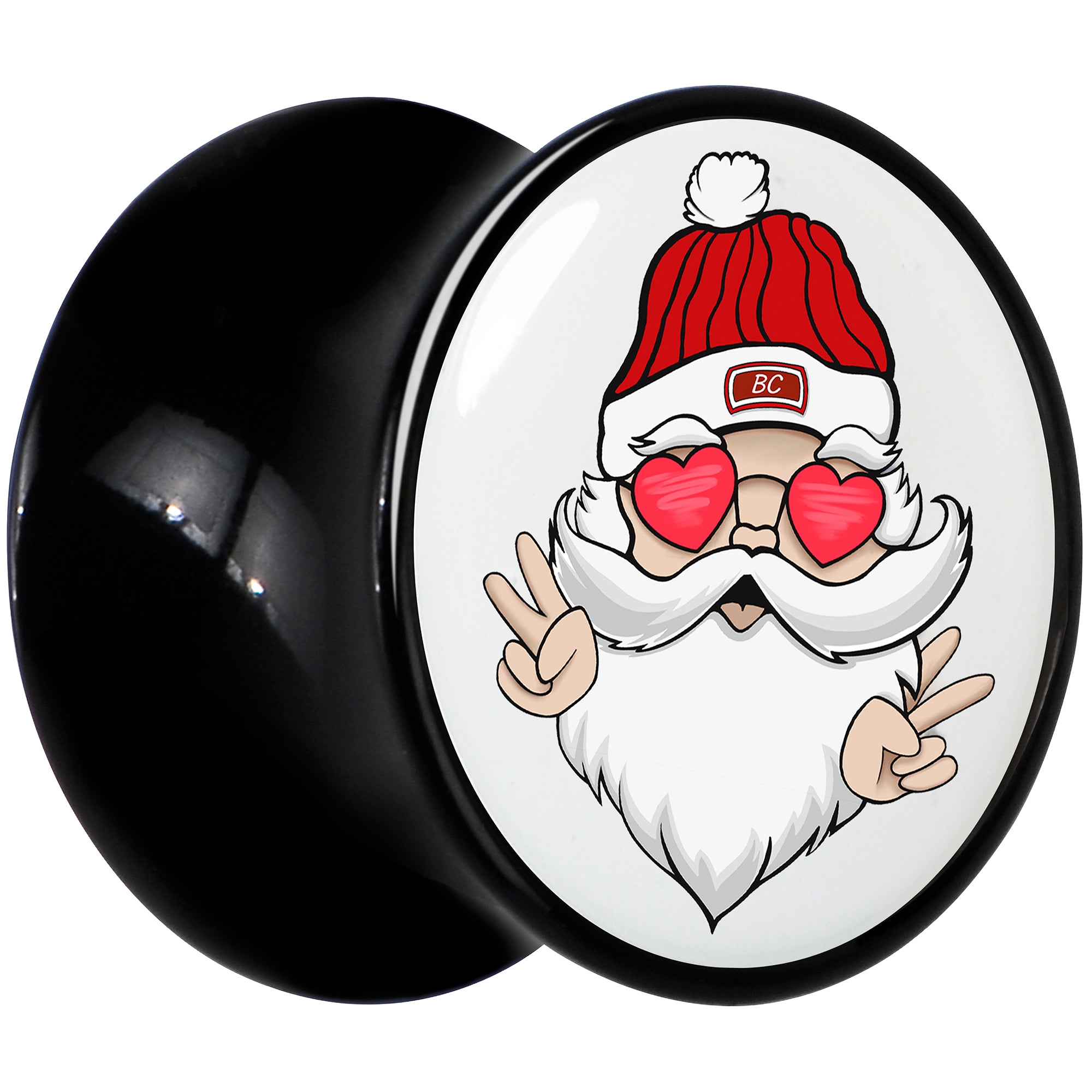 Black Acrylic Christmas Peace Love Santa Double Flare Plug Set