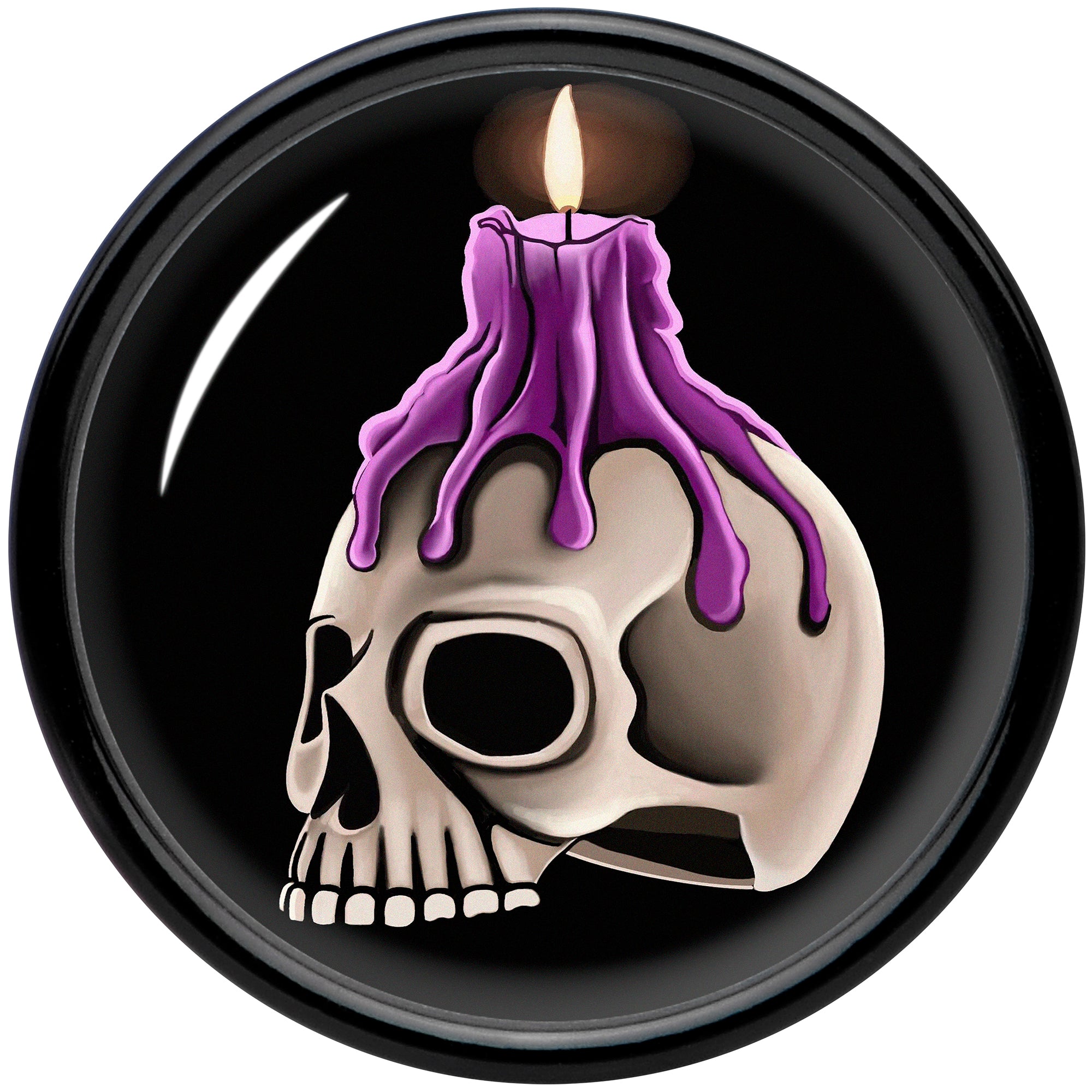 Black Acrylic Burning Skull Candle Double Flare Plug Set