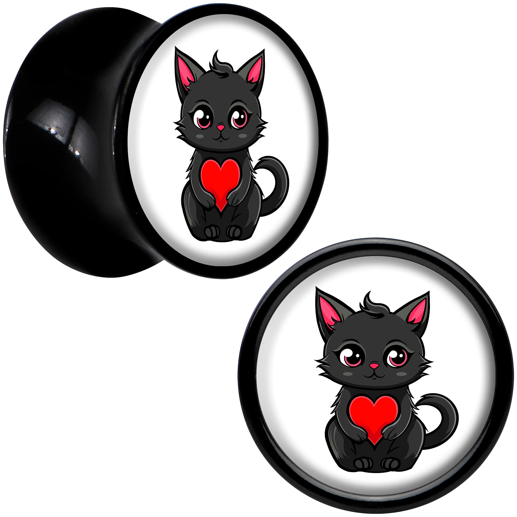 Valentine Cat Black Acrylic Saddle Plug Set