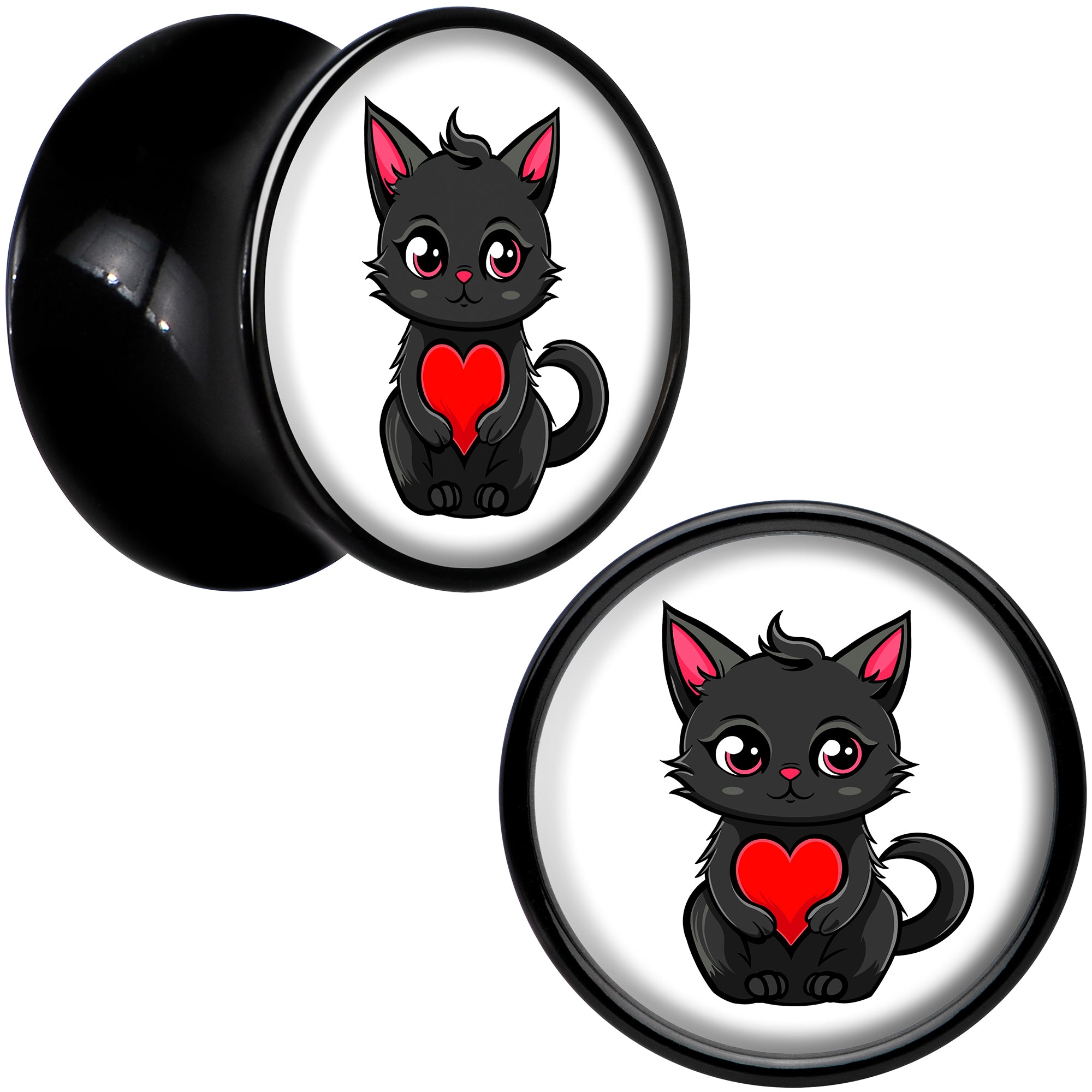 Valentine Cat Black Acrylic Saddle Plug Set