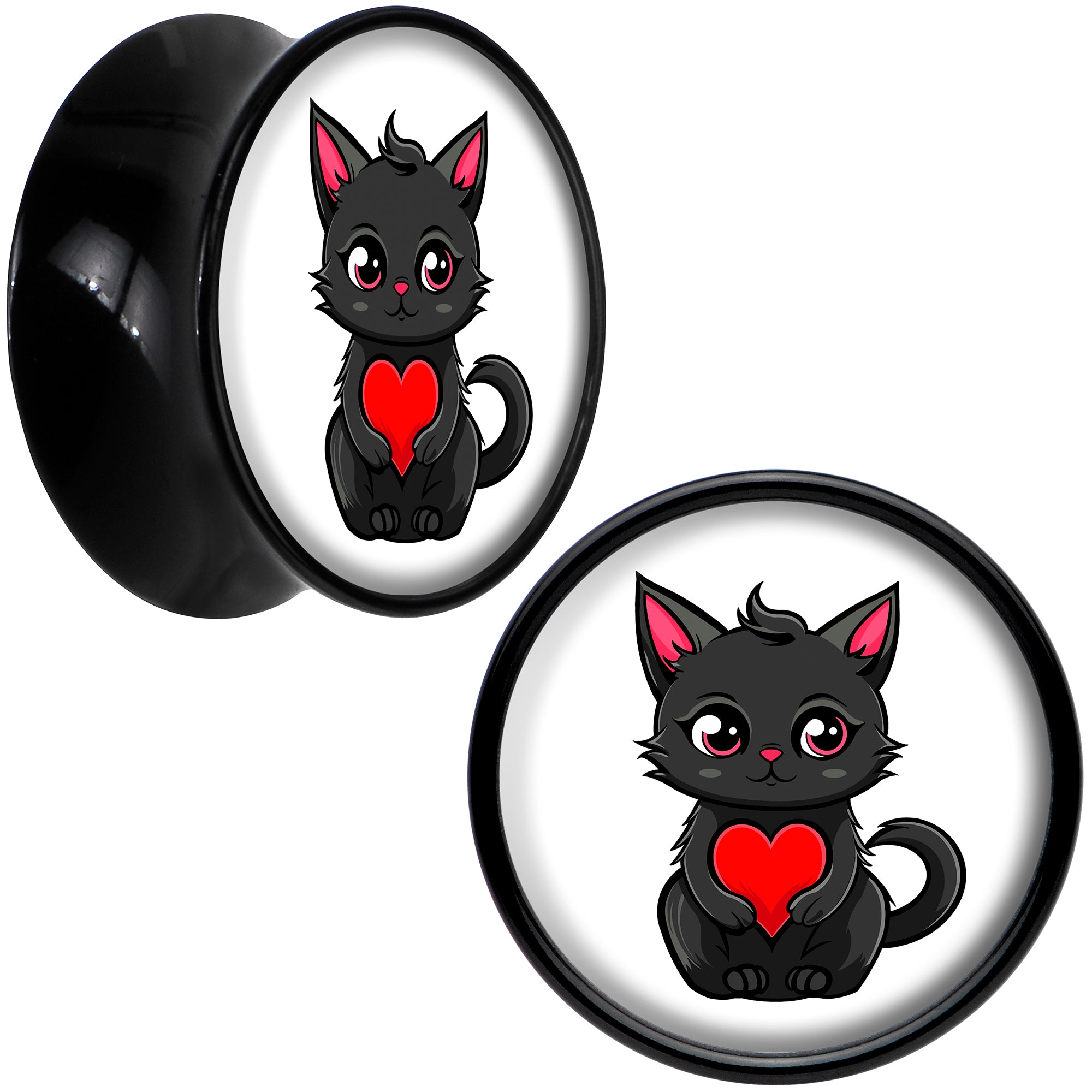 Valentine Cat Black Acrylic Saddle Plug Set