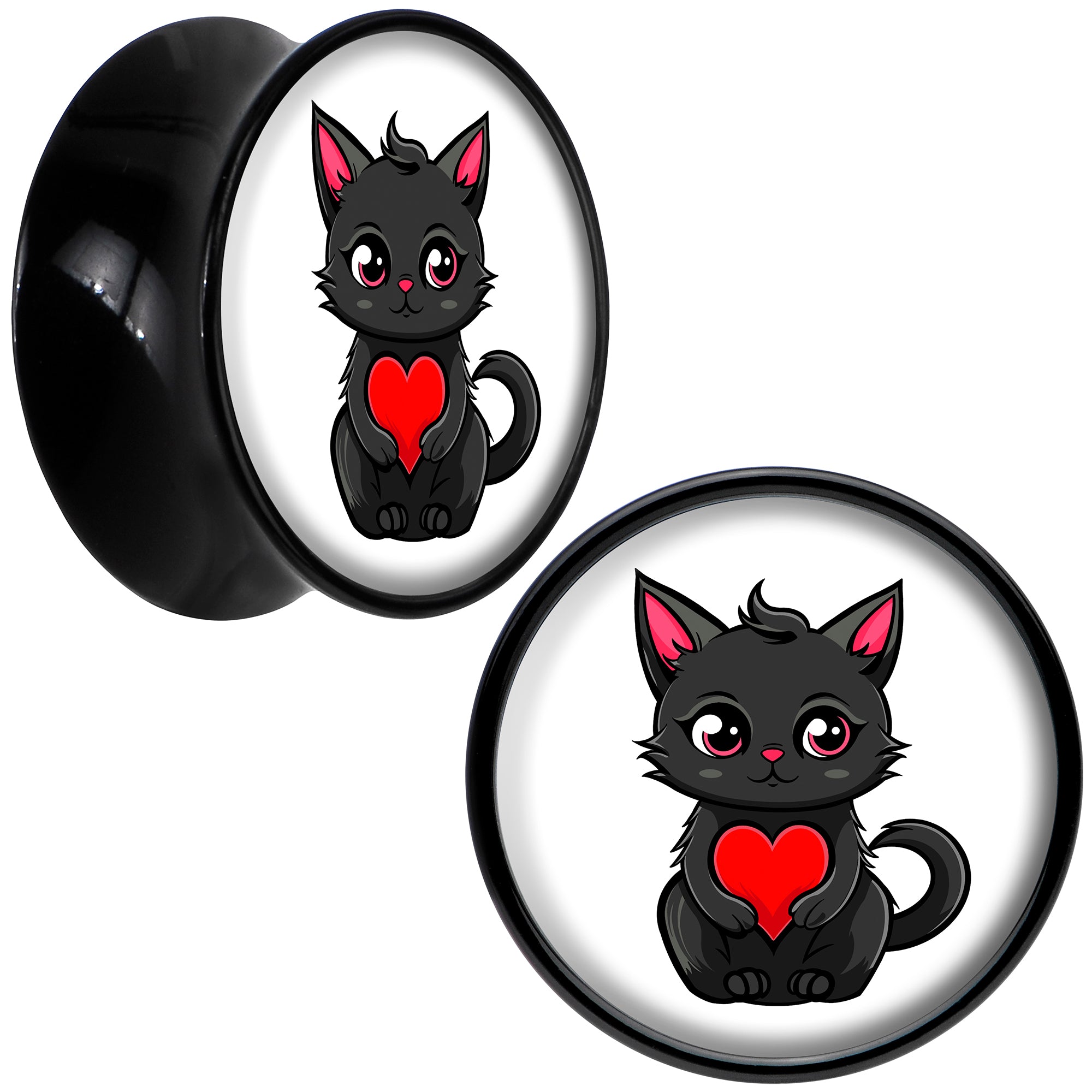 Valentine Cat Black Acrylic Saddle Plug Set