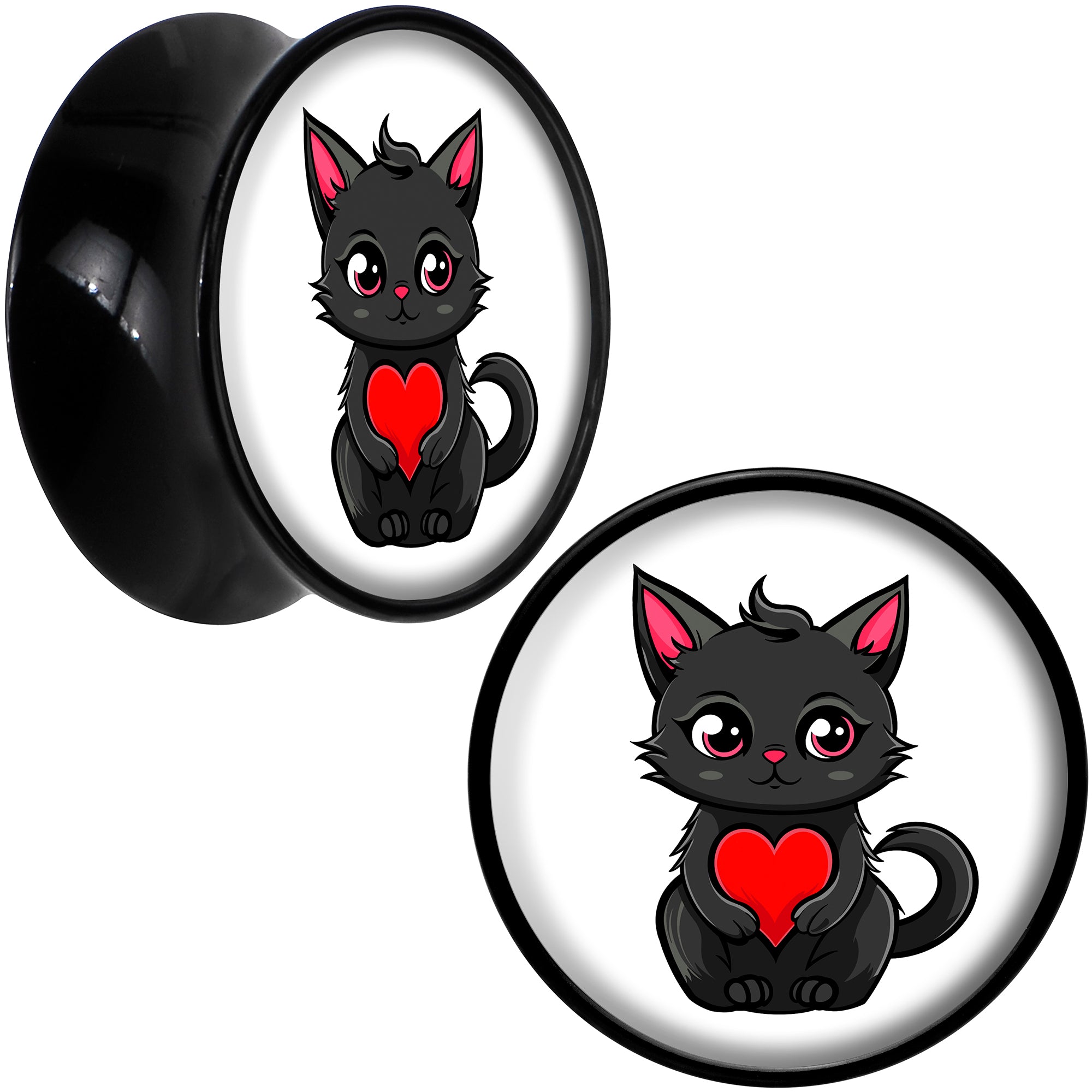 Valentine Cat Black Acrylic Saddle Plug Set