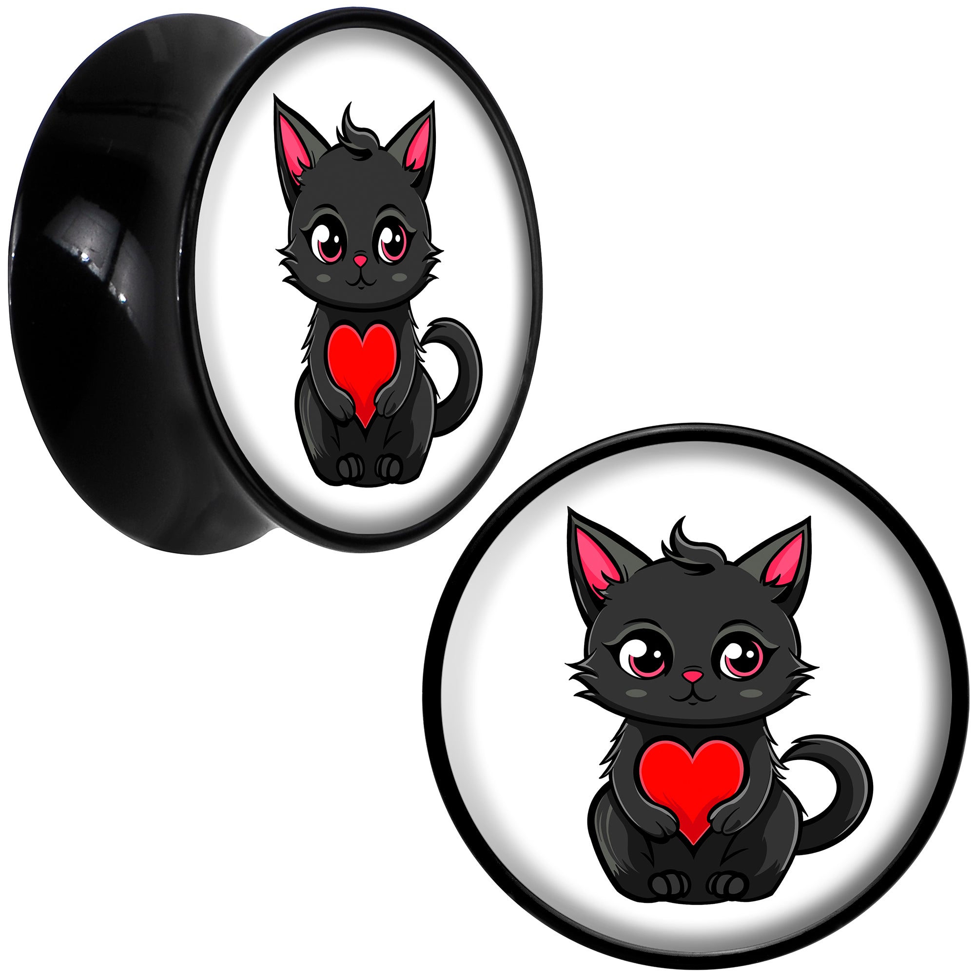 Valentine Cat Black Acrylic Saddle Plug Set