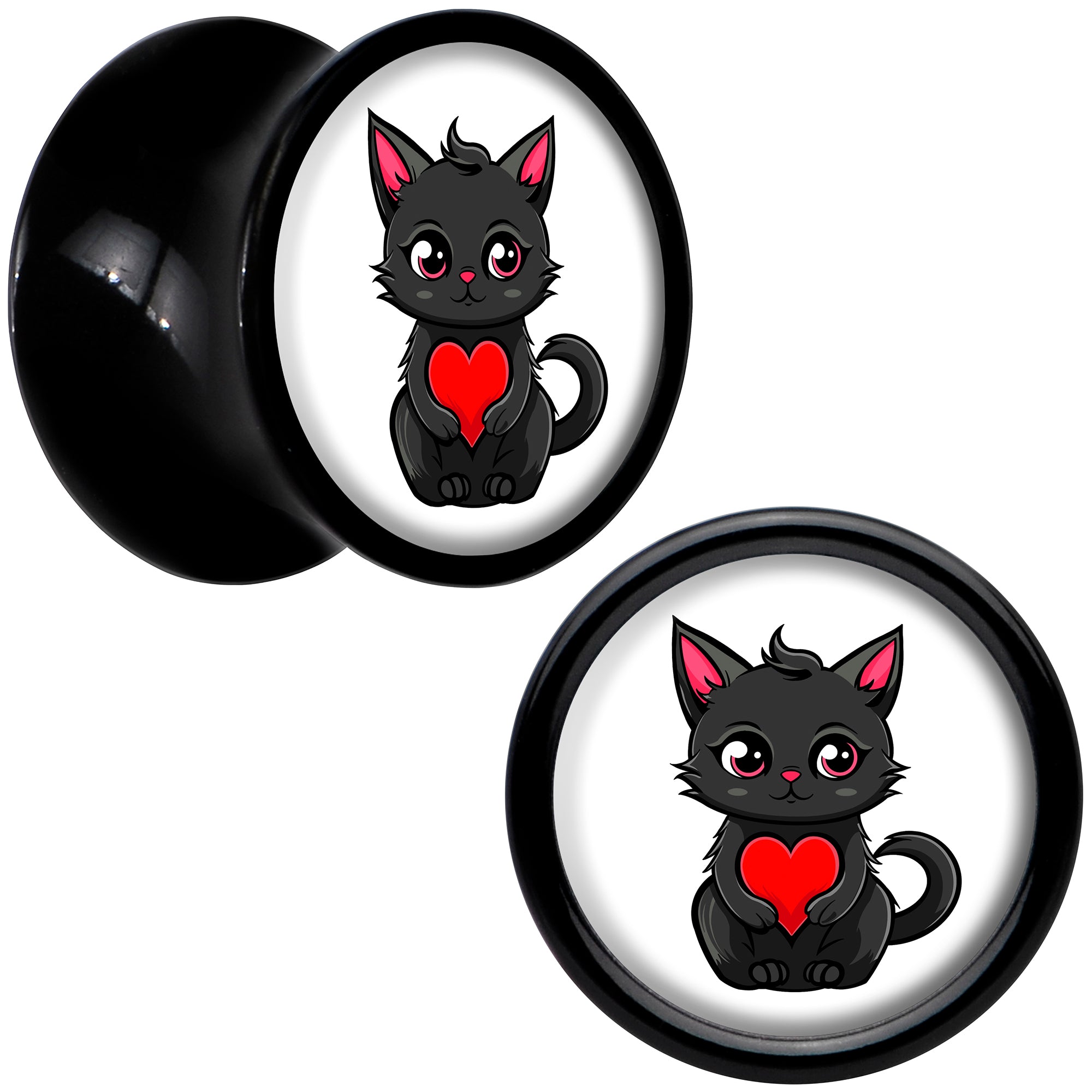 Valentine Cat Black Acrylic Saddle Plug Set