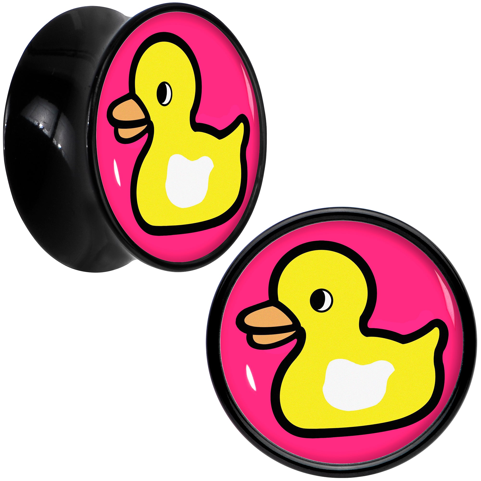 Black Acrylic Yellow Ducky Double Flare Plug Set