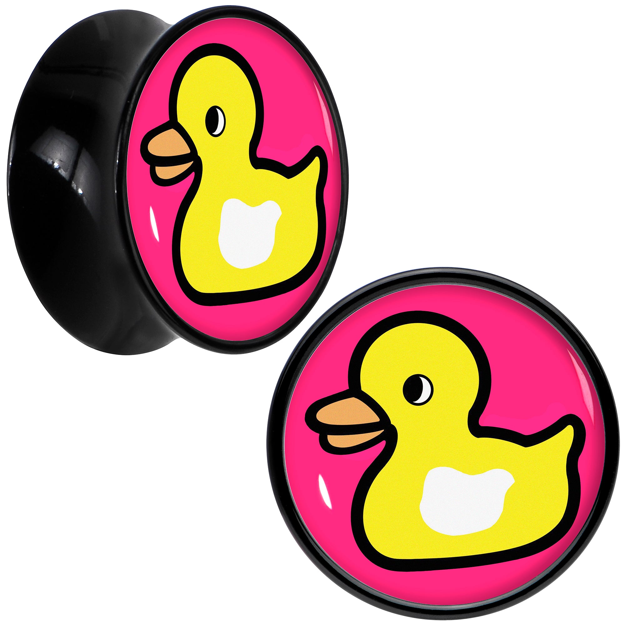 Black Acrylic Yellow Ducky Double Flare Plug Set