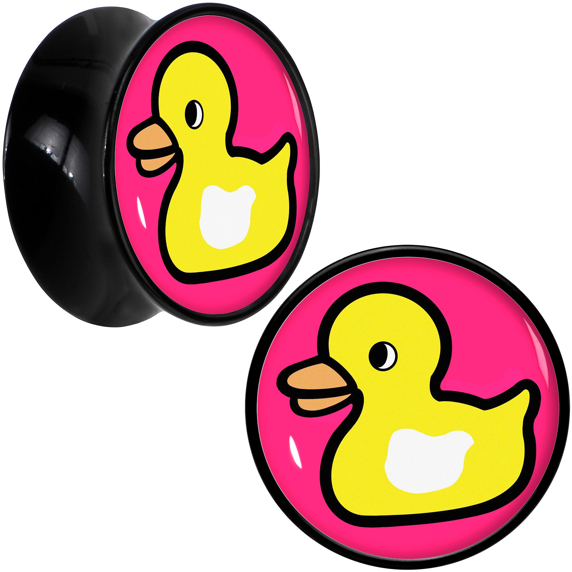 Black Acrylic Yellow Ducky Double Flare Plug Set