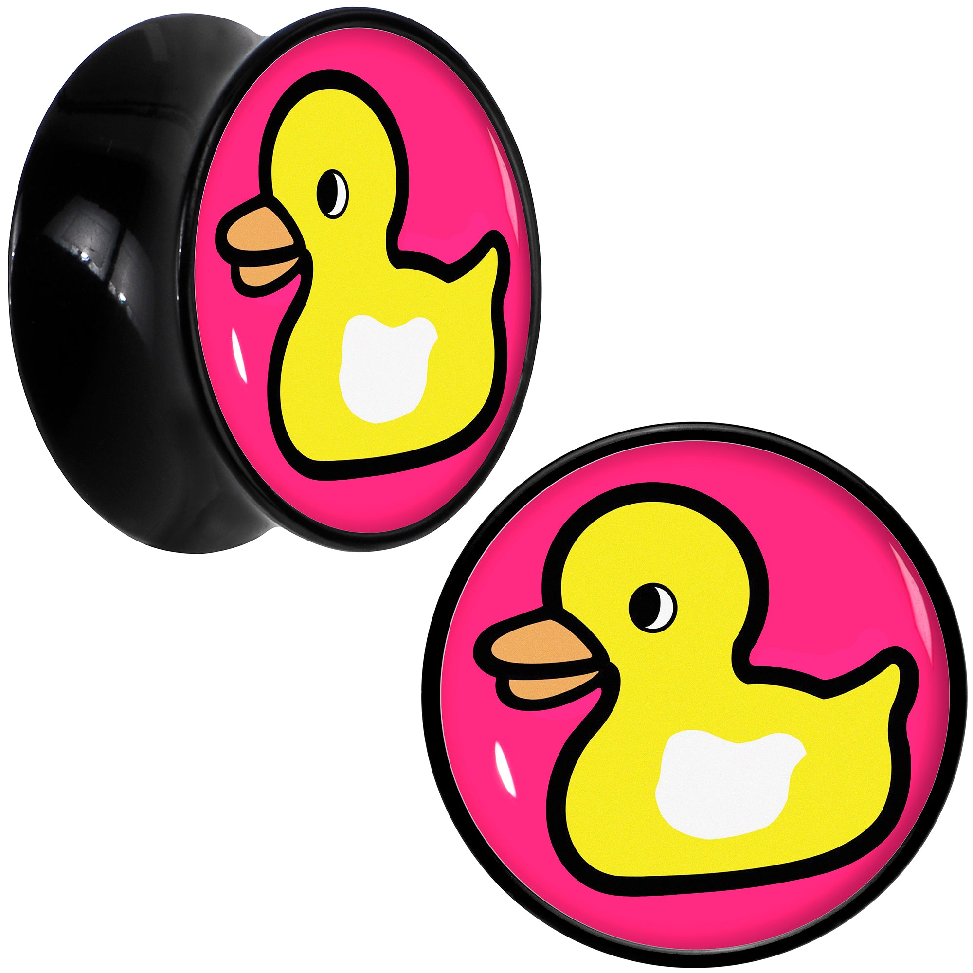 Black Acrylic Yellow Ducky Double Flare Plug Set