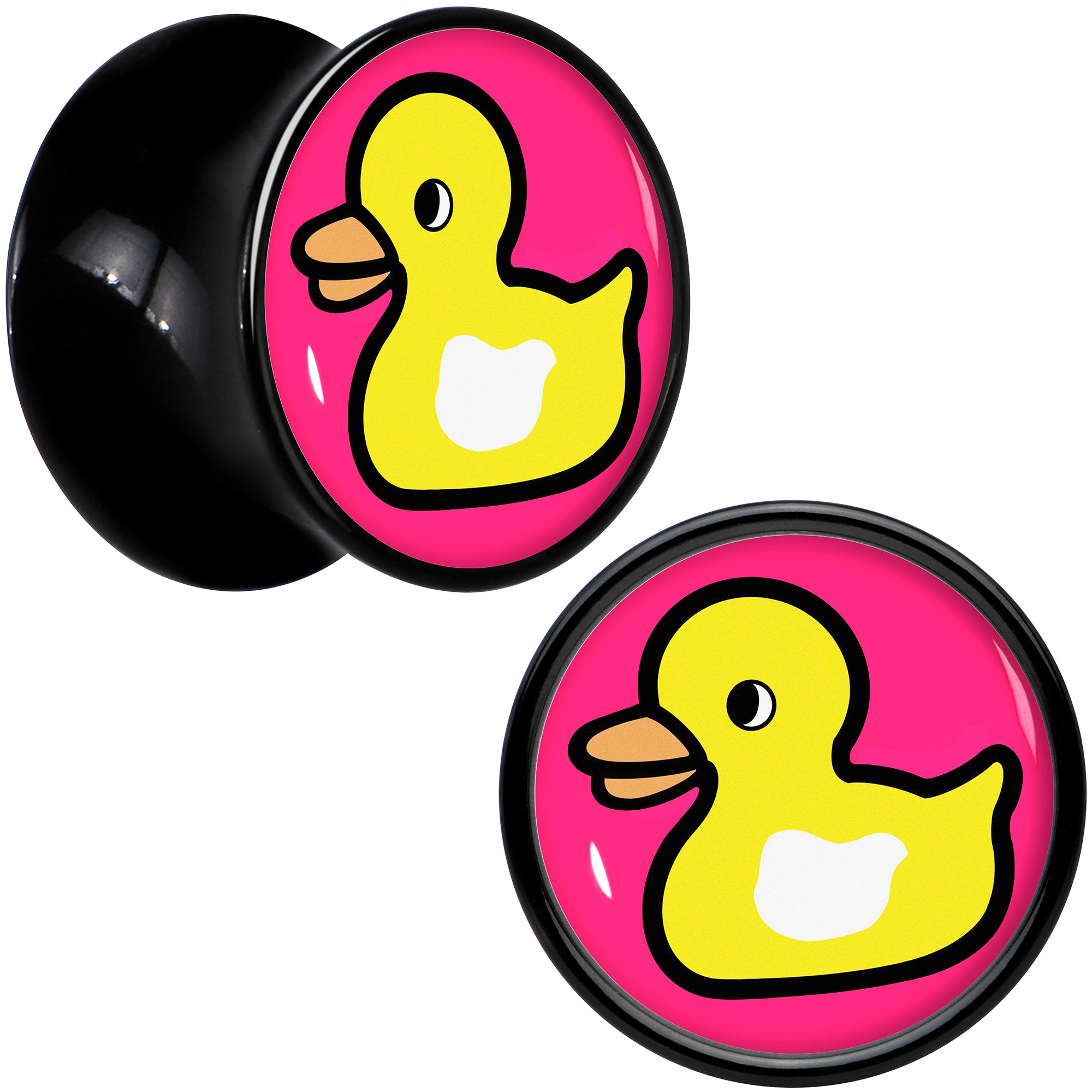 Black Acrylic Yellow Ducky Double Flare Plug Set