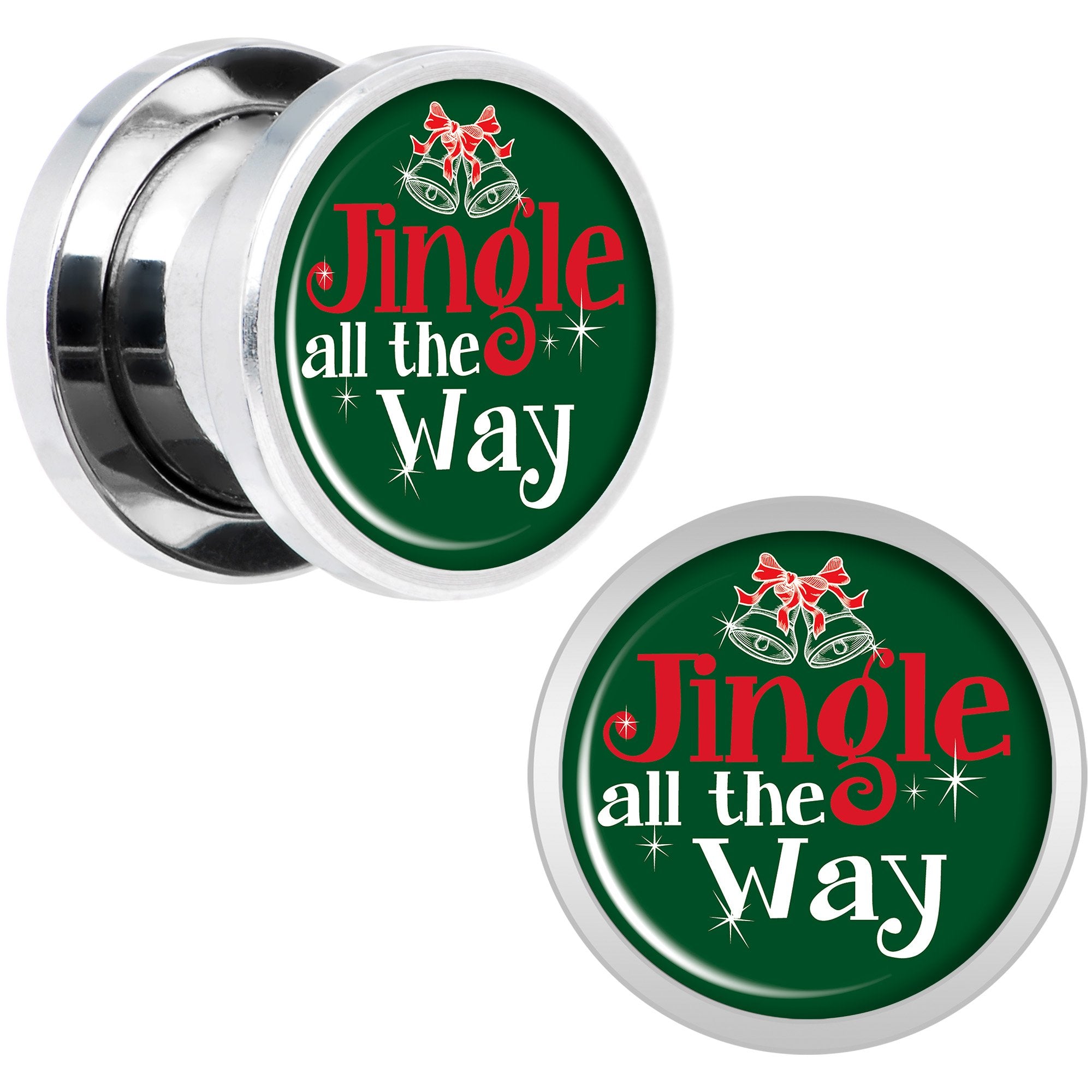 Green Jingle All the Way Screw Fit Plug Set Sizes 6mm to 20mm