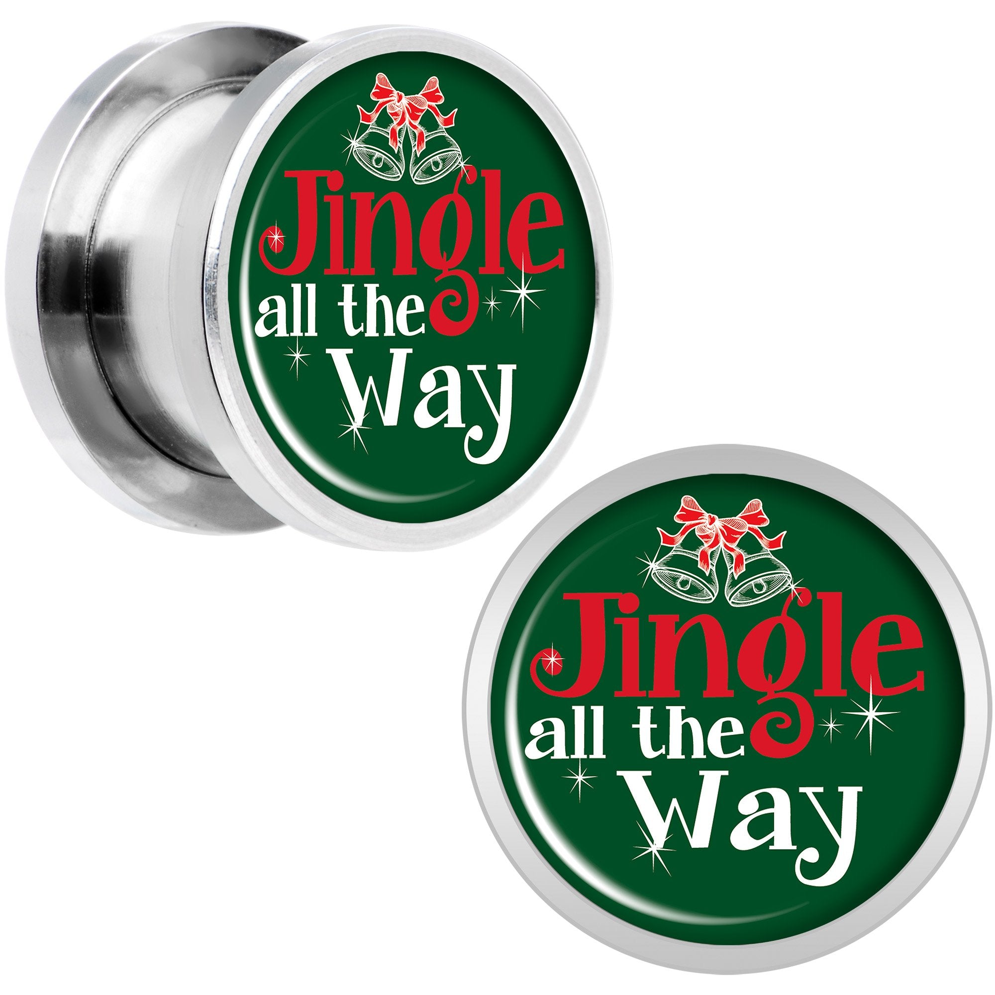 Green Jingle All the Way Screw Fit Plug Set Sizes 6mm to 20mm