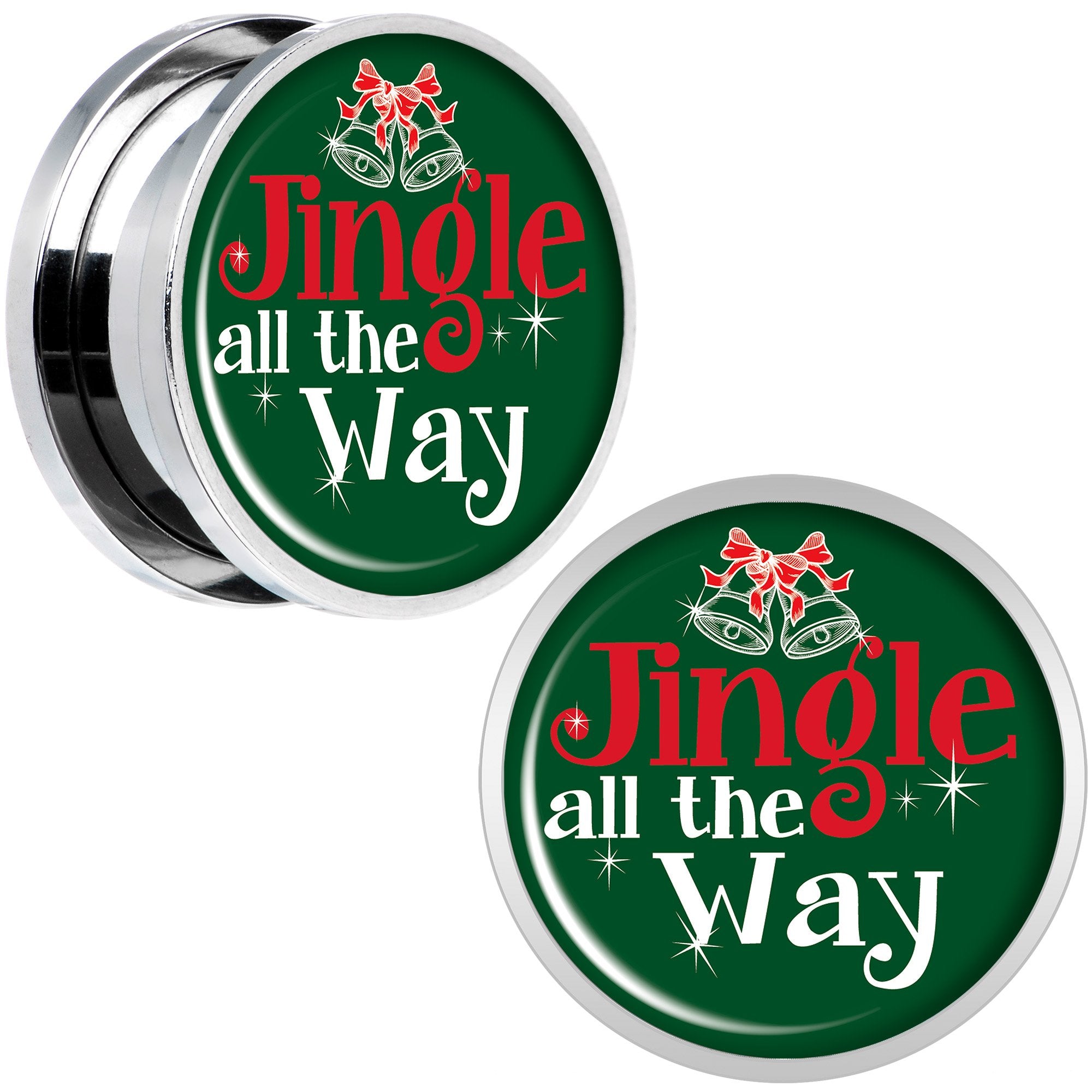 Green Jingle All the Way Screw Fit Plug Set Sizes 6mm to 20mm