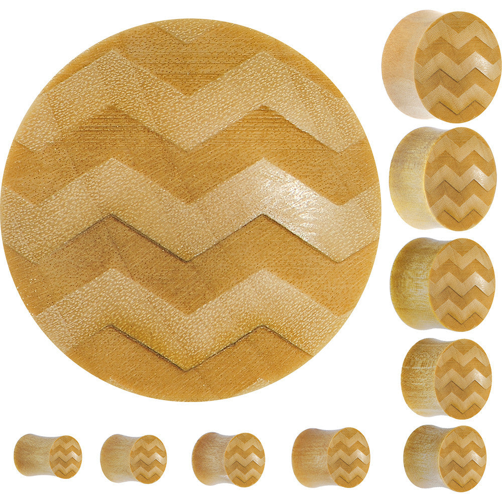 Organic Crocodile Wood Chevron Pattern Saddle Plug