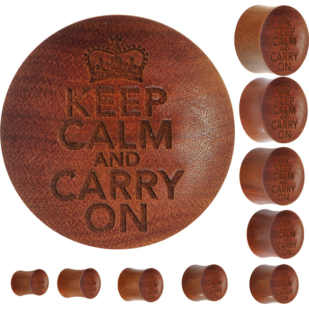 Organic Sawo Wood Keep Calm and Carry on Saddle Plug