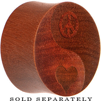 Organic Sawo Wood Yin-Yang Peace-Love Saddle Plug