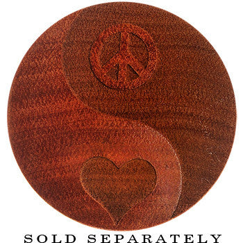 Organic Sawo Wood Yin-Yang Peace-Love Saddle Plug