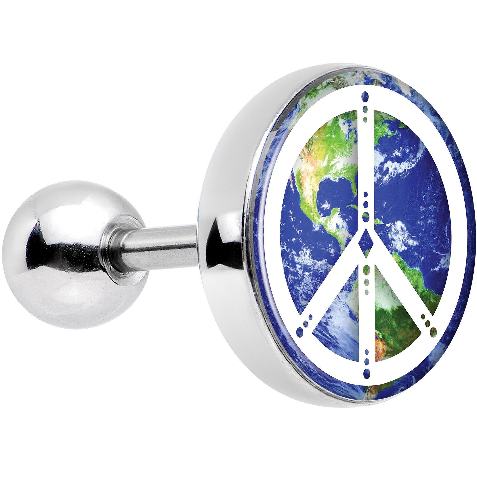 16 Gauge 1/4 Peace on Earth Tragus Cartilage Earring