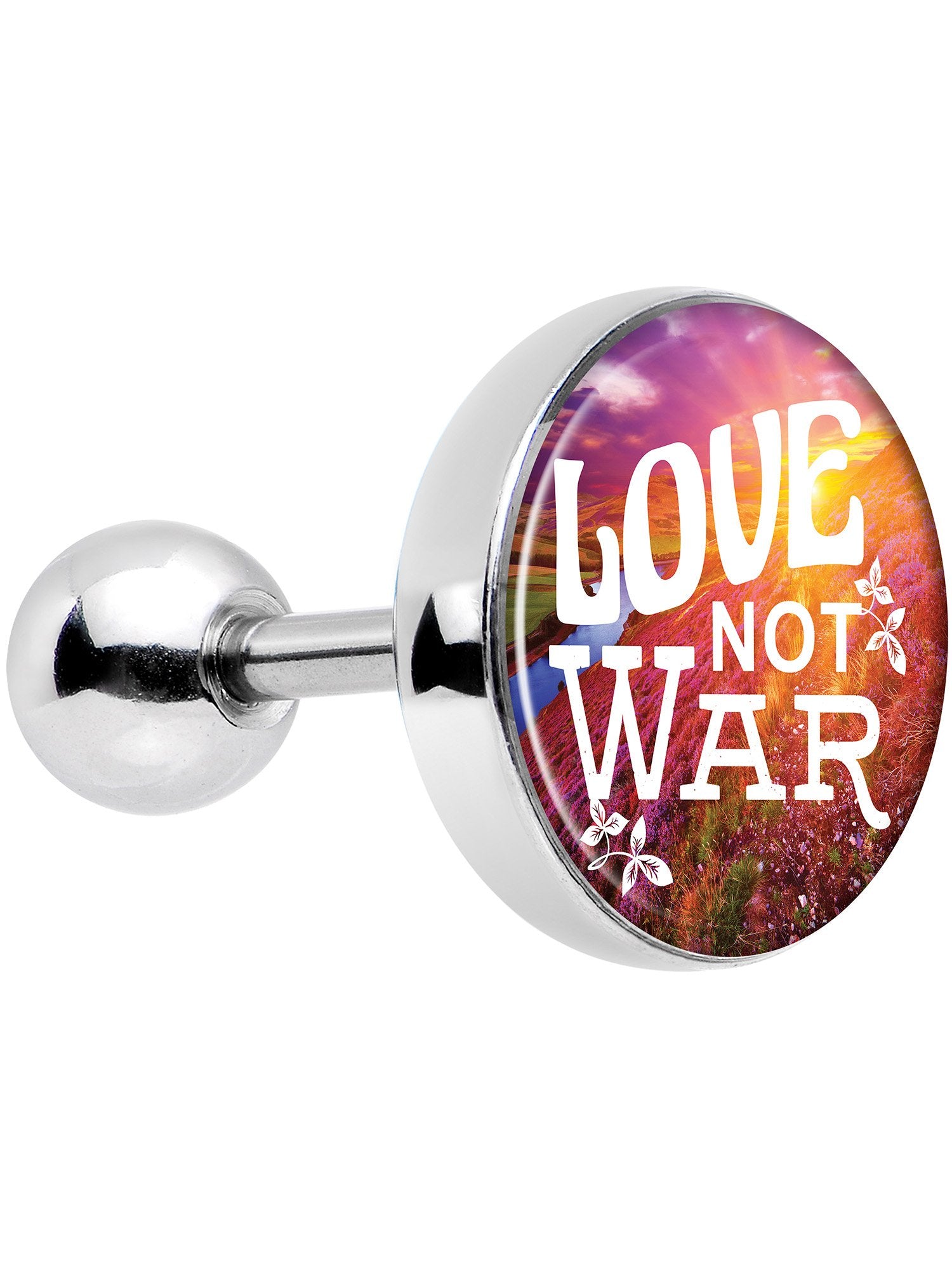 16 Gauge 1/4 Love Not War Tragus Cartilage Earring