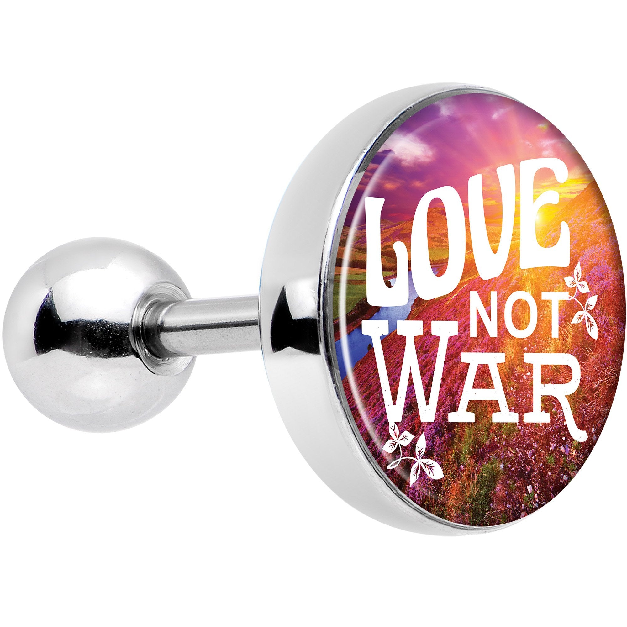 16 Gauge 1/4 Love Not War Tragus Cartilage Earring