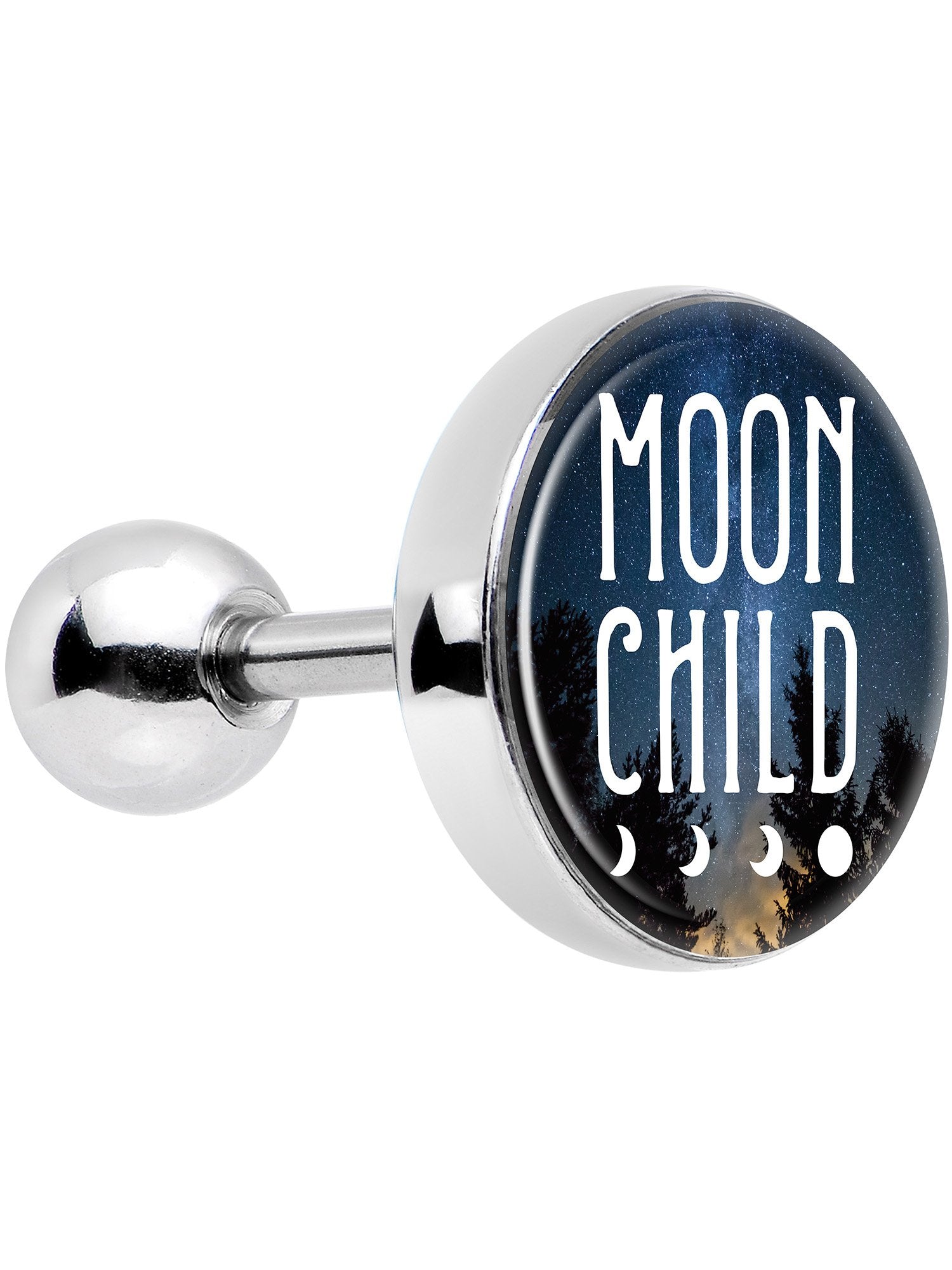 16 Gauge 1/4 Moon Child Tragus Cartilage Earring