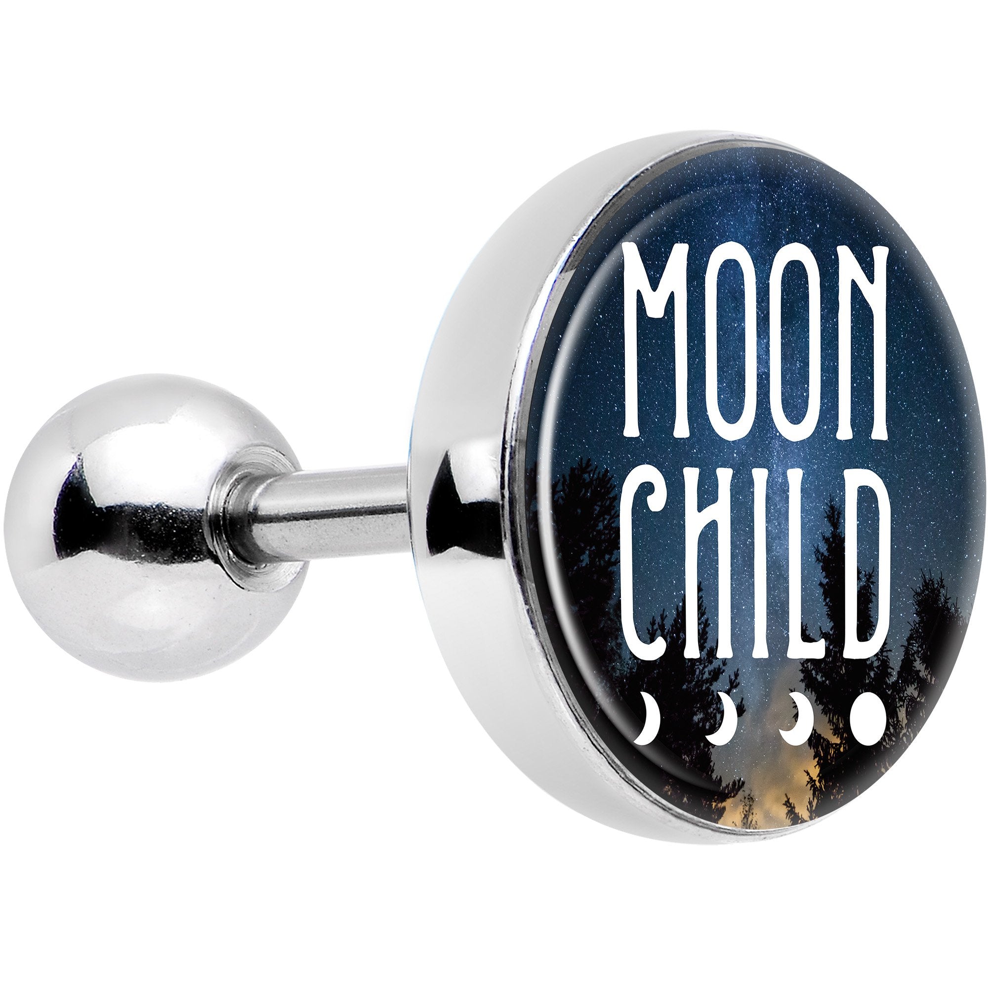 16 Gauge 1/4 Moon Child Tragus Cartilage Earring