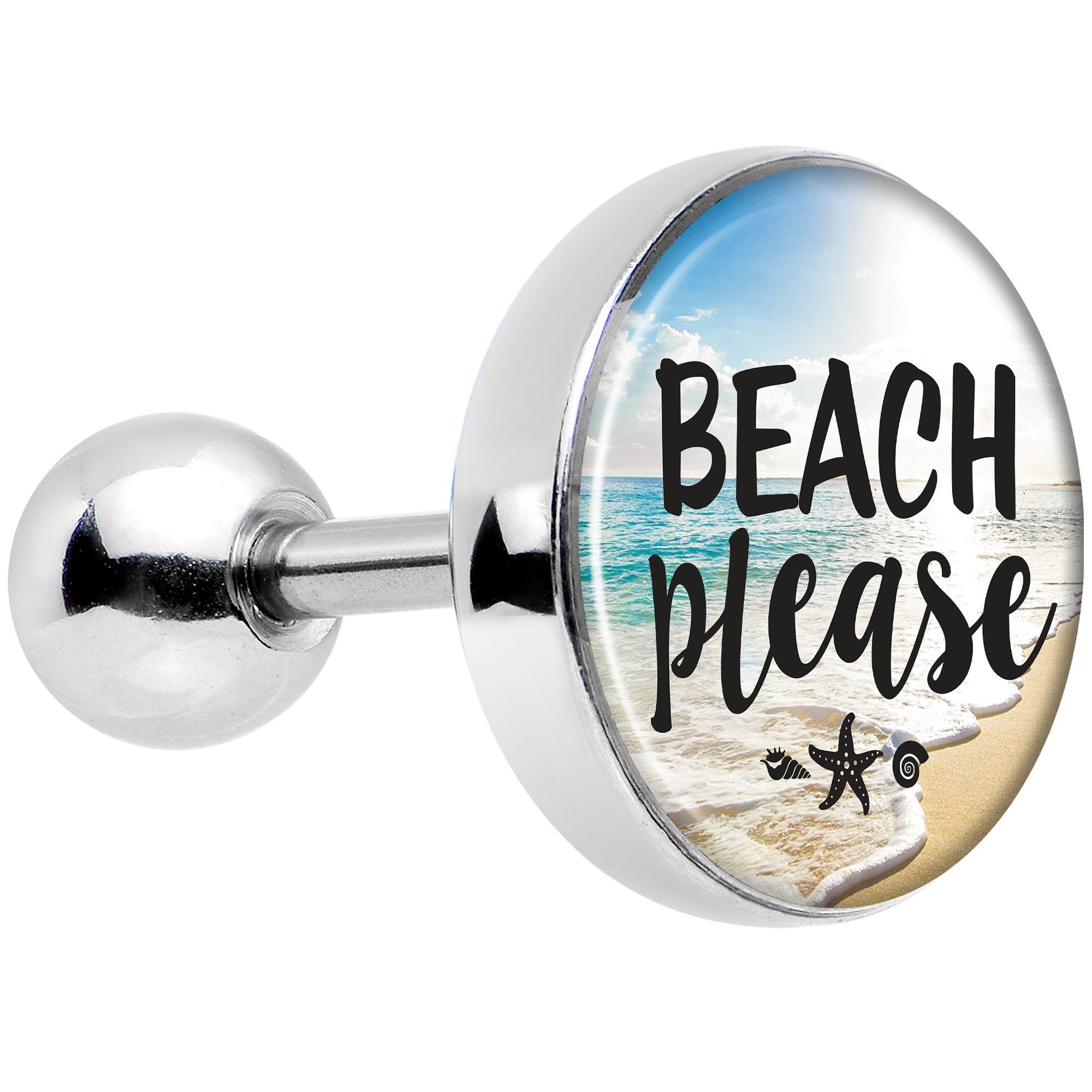 16 Gauge 1/4 Tropical Paradise Beach Please Tragus Cartilage Earring