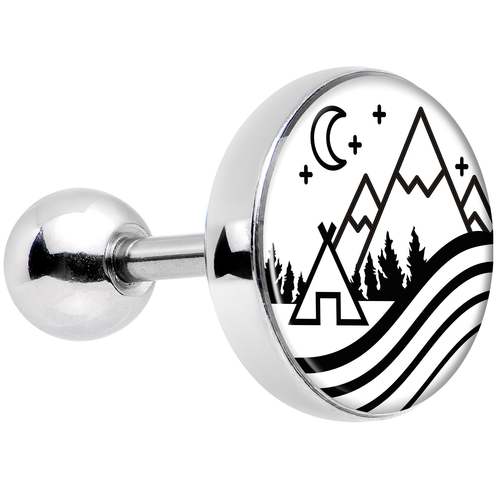 16 Gauge 1/4 Camping in the Mountains Tragus Cartilage Earring