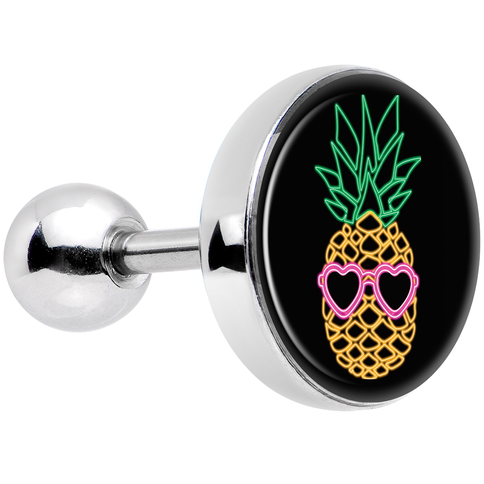 16 Gauge 1/4 Neon Heart Tropical Pineapple Tragus Cartilage Earring