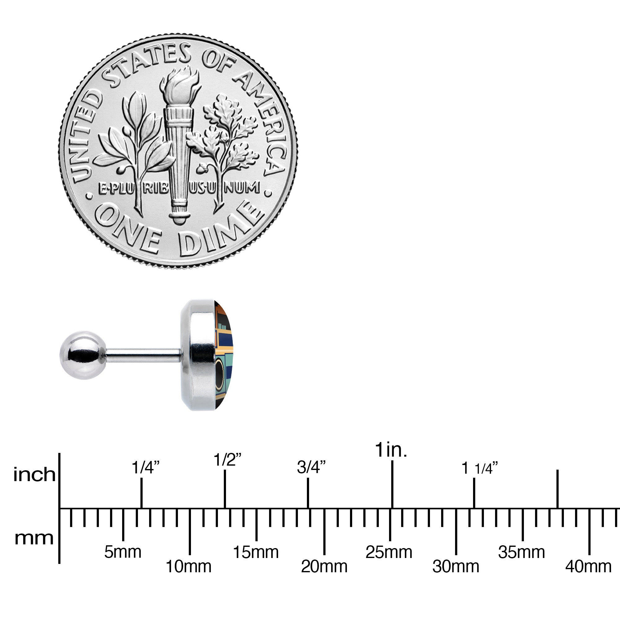 16 Gauge 1/4 Retro Boombox Cartilage Tragus Earring