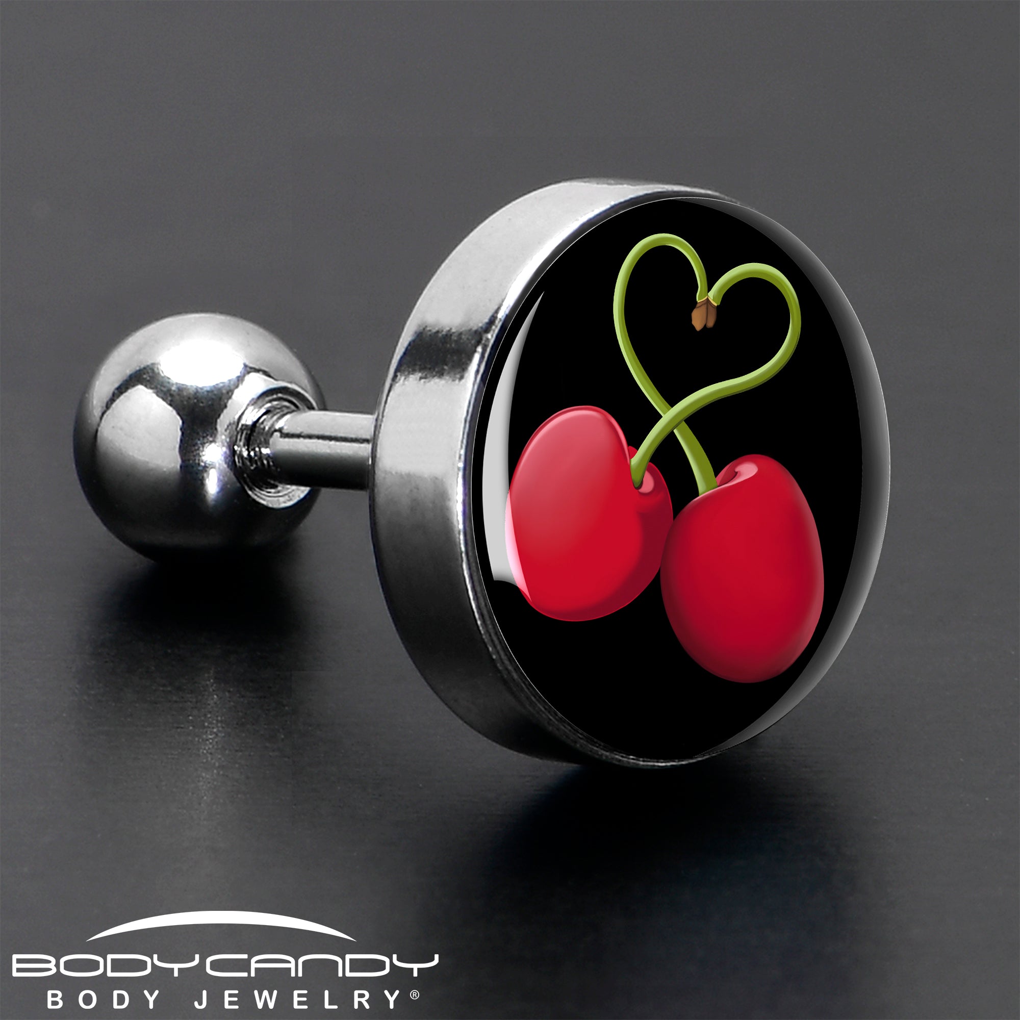 16 Gauge 1/4 Cherry Heart Cartilage Tragus Earring