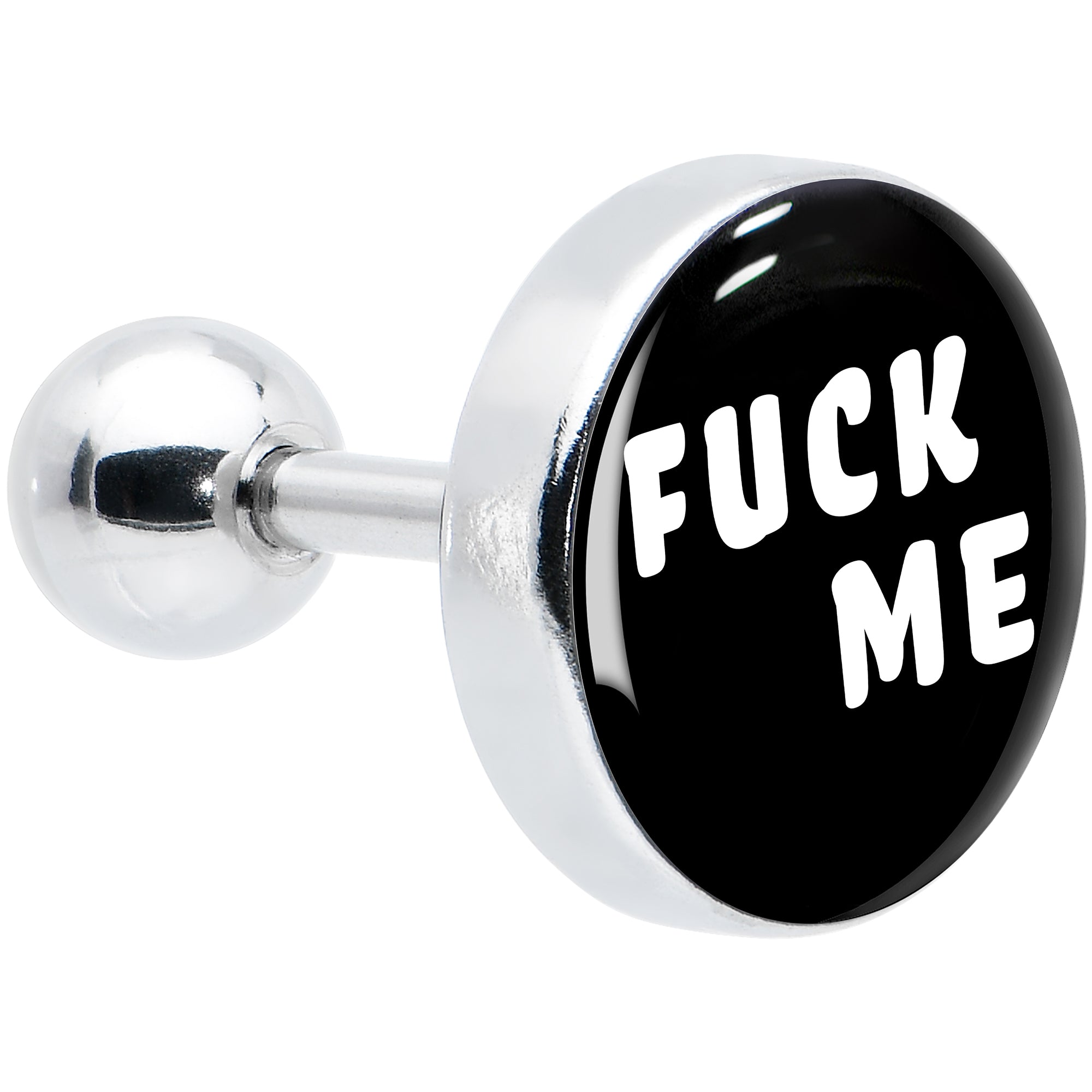 16 Gauge 1/4 F*ck Me Black White Cartilage Tragus Earring