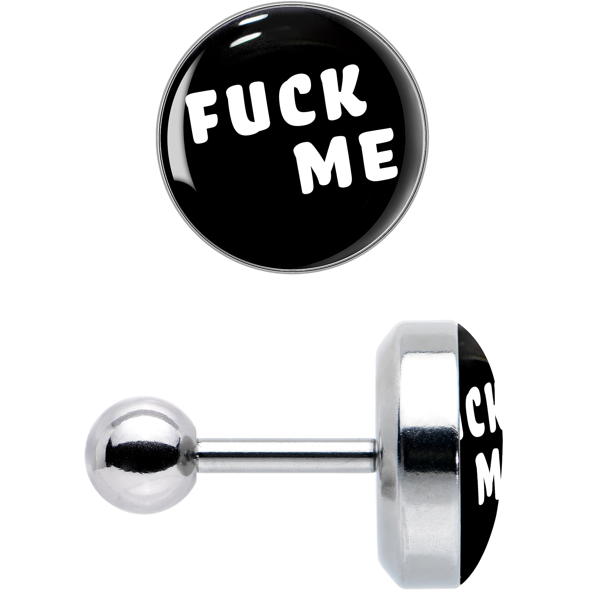 16 Gauge 1/4 F*ck Me Black White Cartilage Tragus Earring