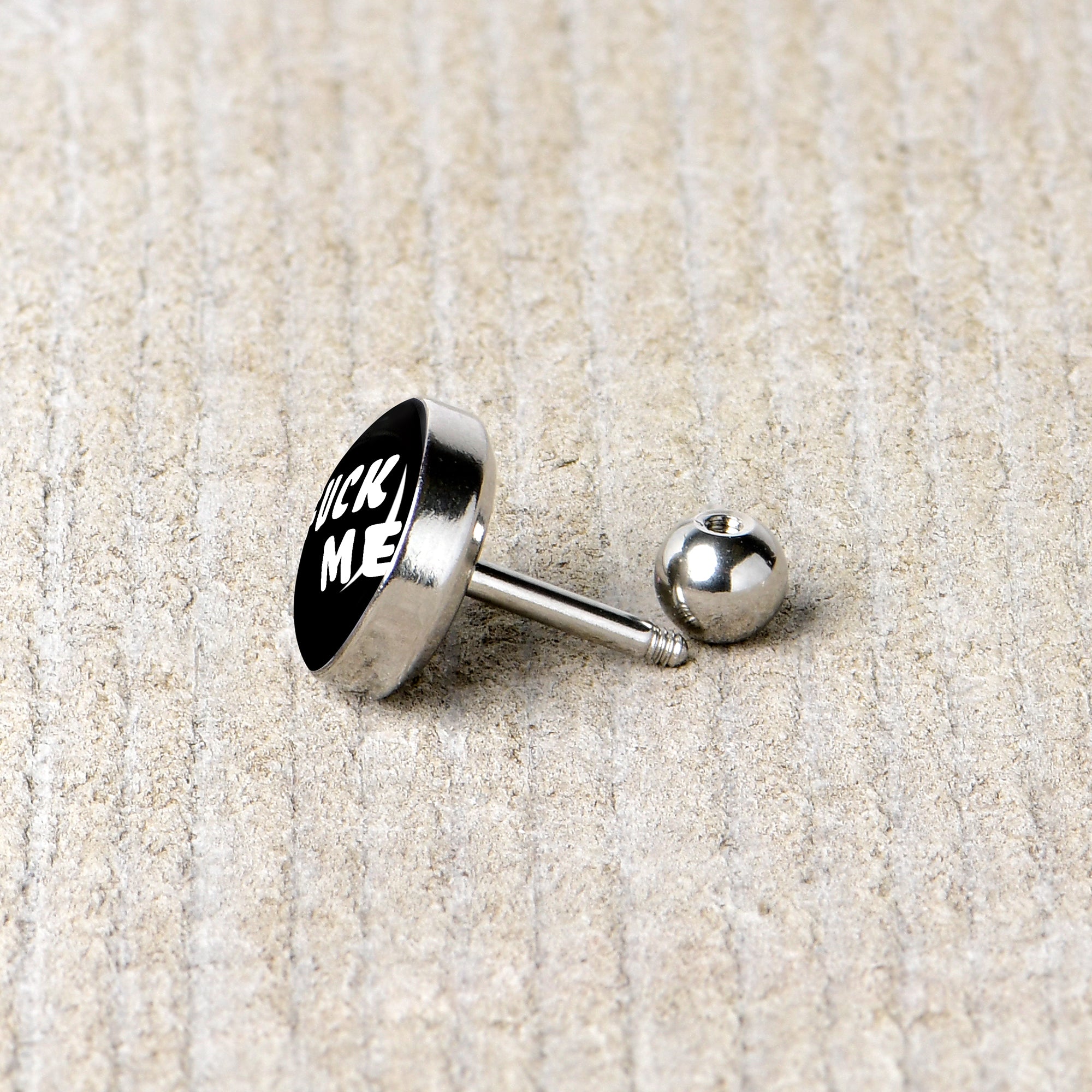 16 Gauge 1/4 F*ck Me Black White Cartilage Tragus Earring