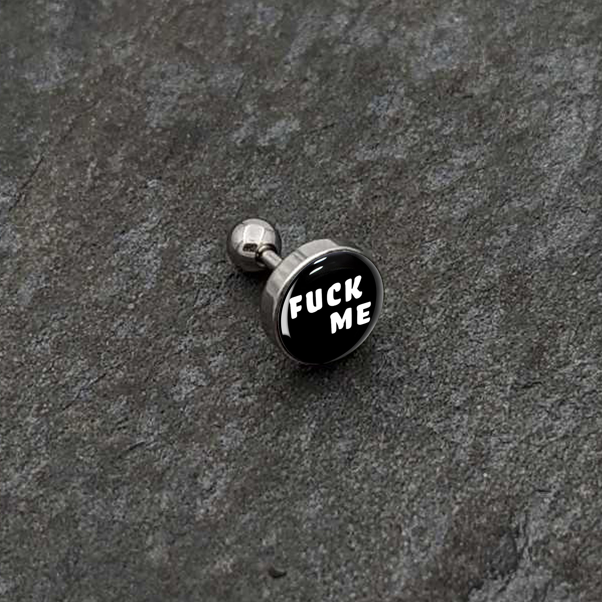 16 Gauge 1/4 F*ck Me Black White Cartilage Tragus Earring