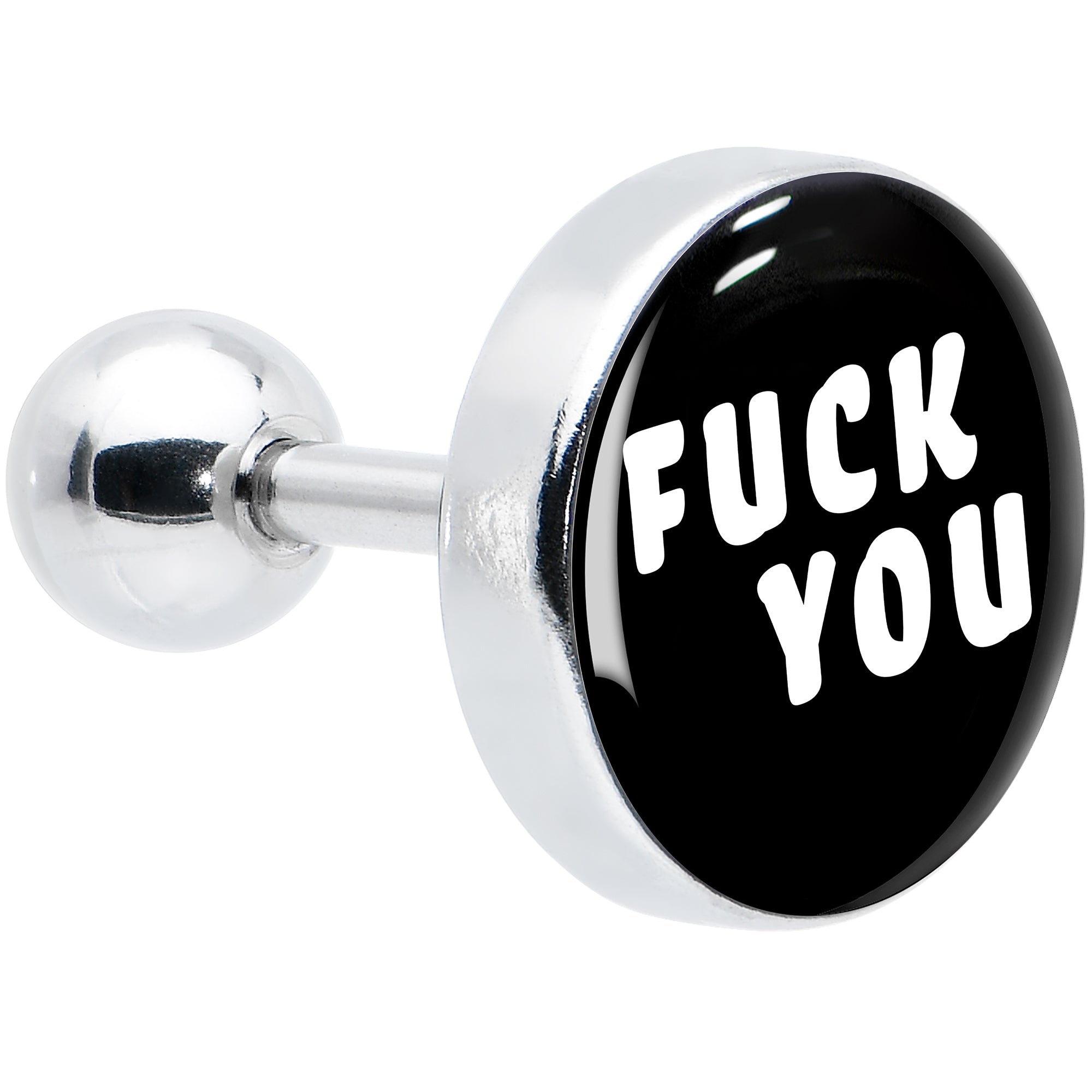 16 Gauge 1/4 F*ck You Black White Cartilage Tragus Earring