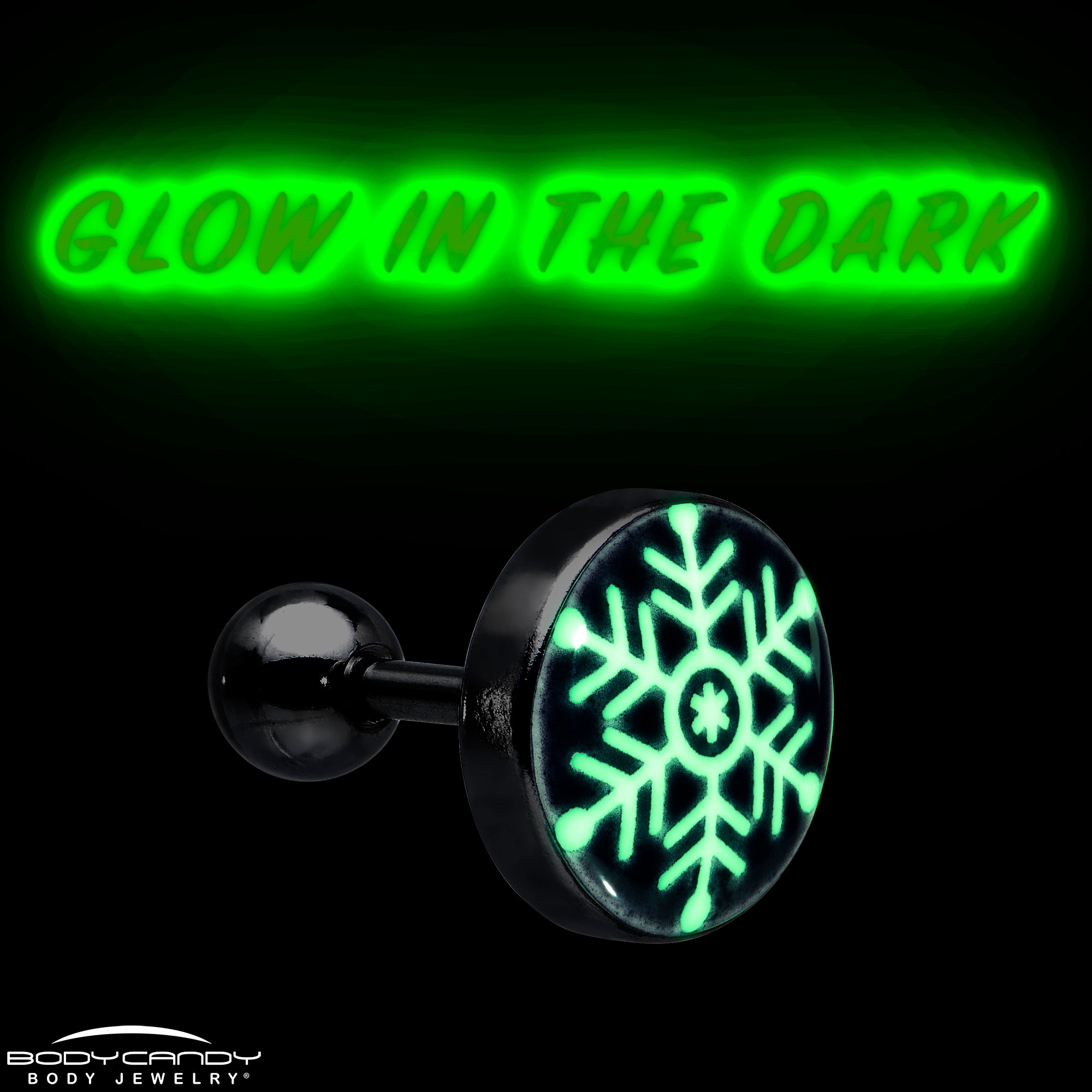 Glow in the Dark Holiday Snowflake Tragus Cartilage Earring