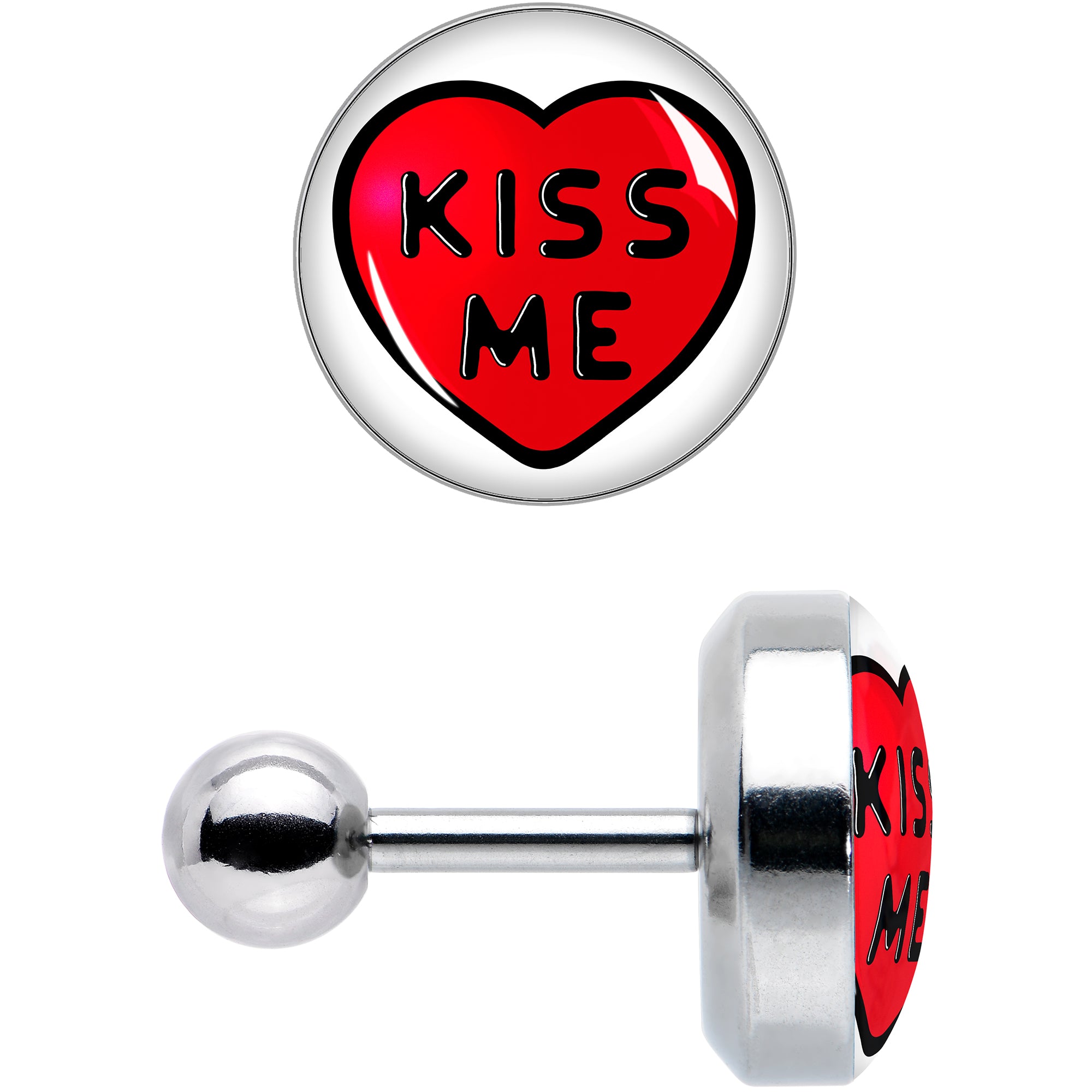 16 Gauge 1/4 Kiss Me Candy Heart Cartilage Tragus Earring