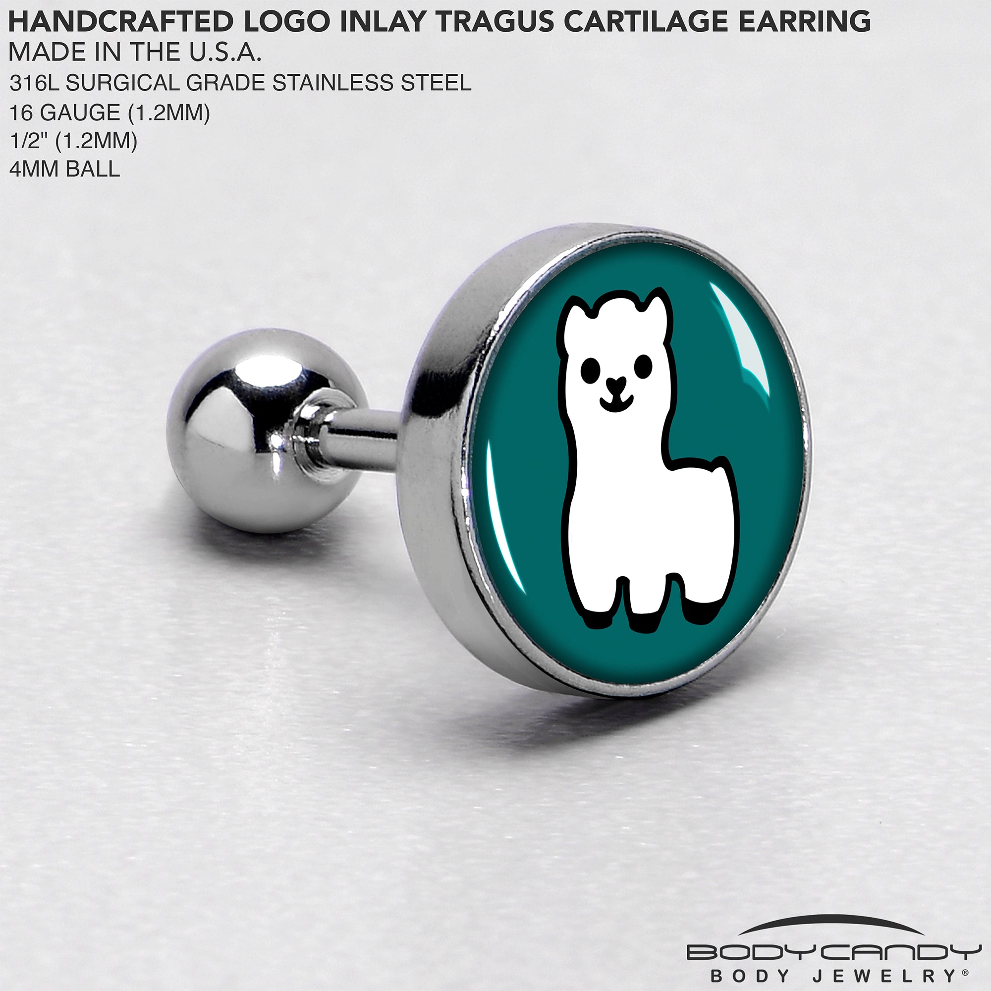 16 Gauge 1/4 White Llama Cartilage Tragus Earring