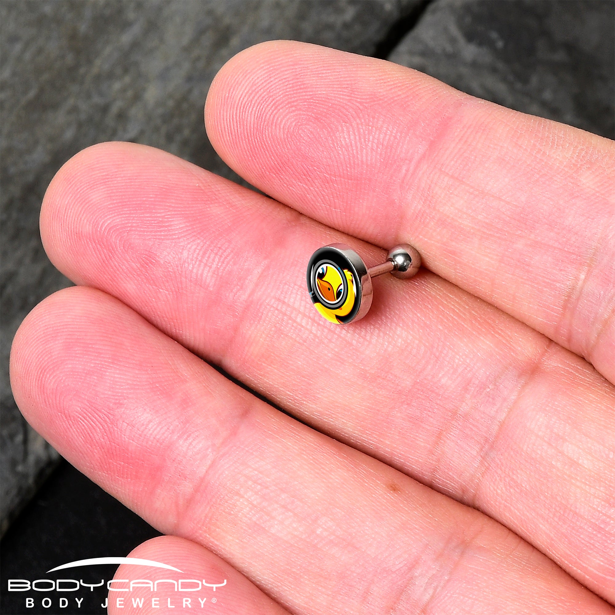 16 Gauge 1/4 Magnified Yellow Duck Cartilage Tragus Earring