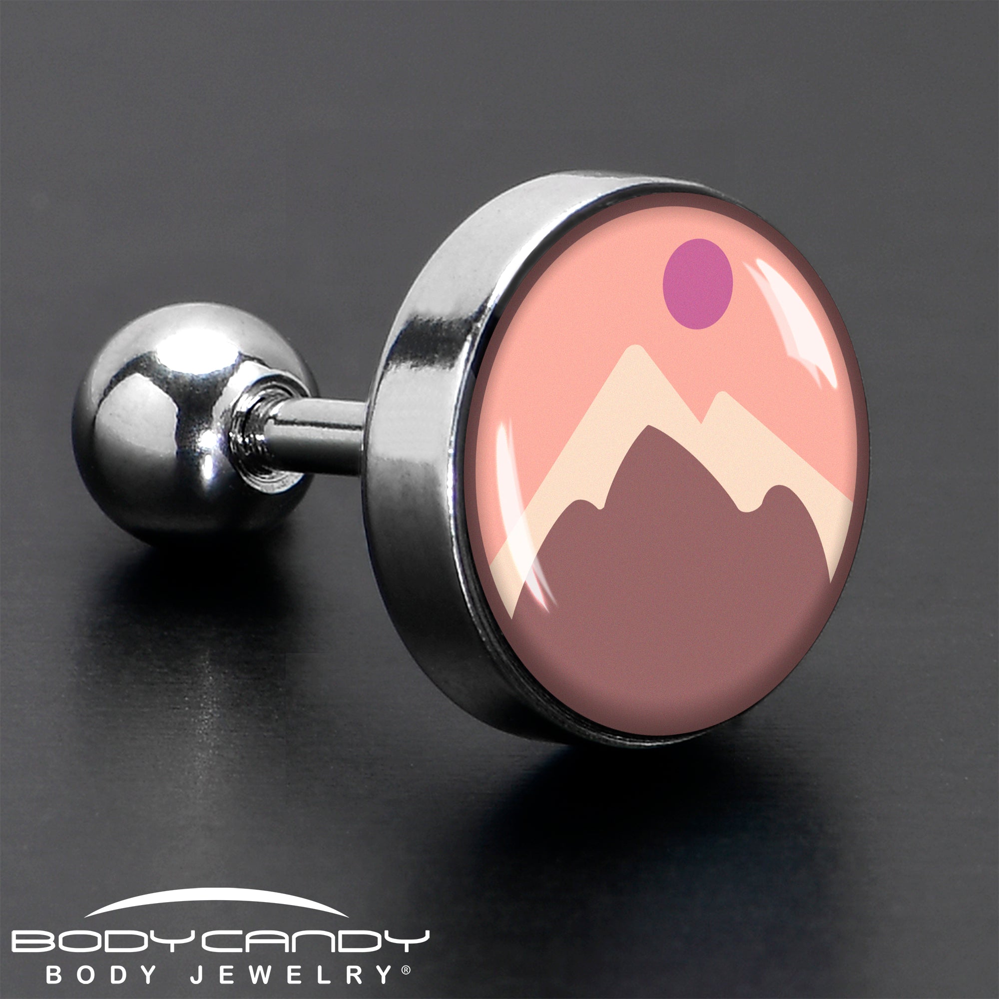 16 Gauge 1/4 Mountain Sunrise Tragus Cartilage Earring