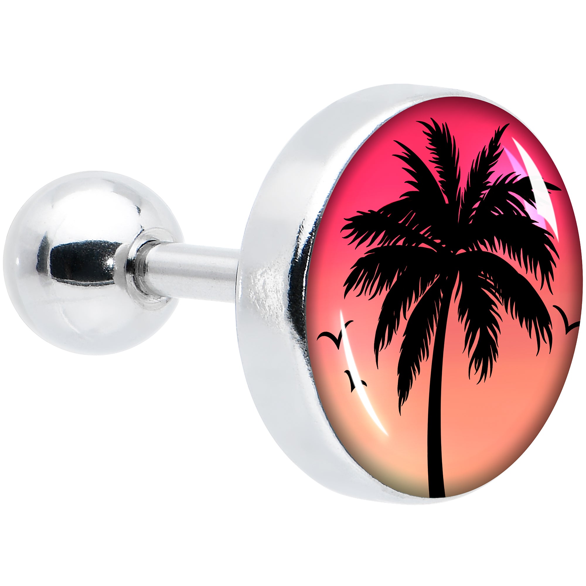 16 Gauge 1/4 Red Sunset Palm Tree Cartilage Tragus Earring