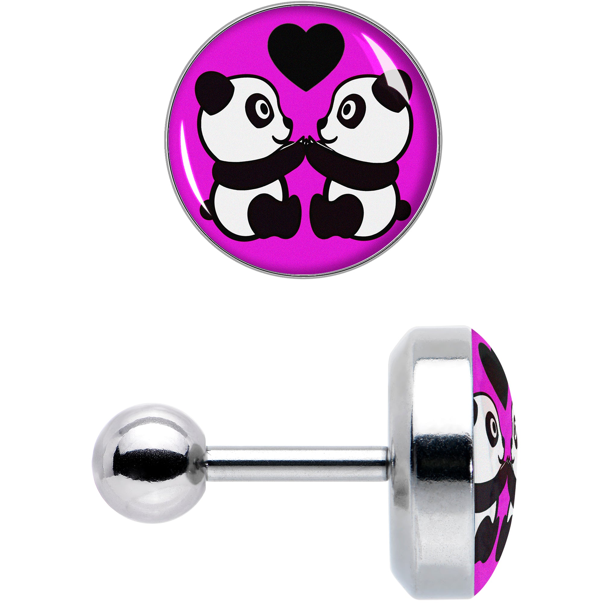 16 Gauge 1/4 Panda Love Cartilage Tragus Earring