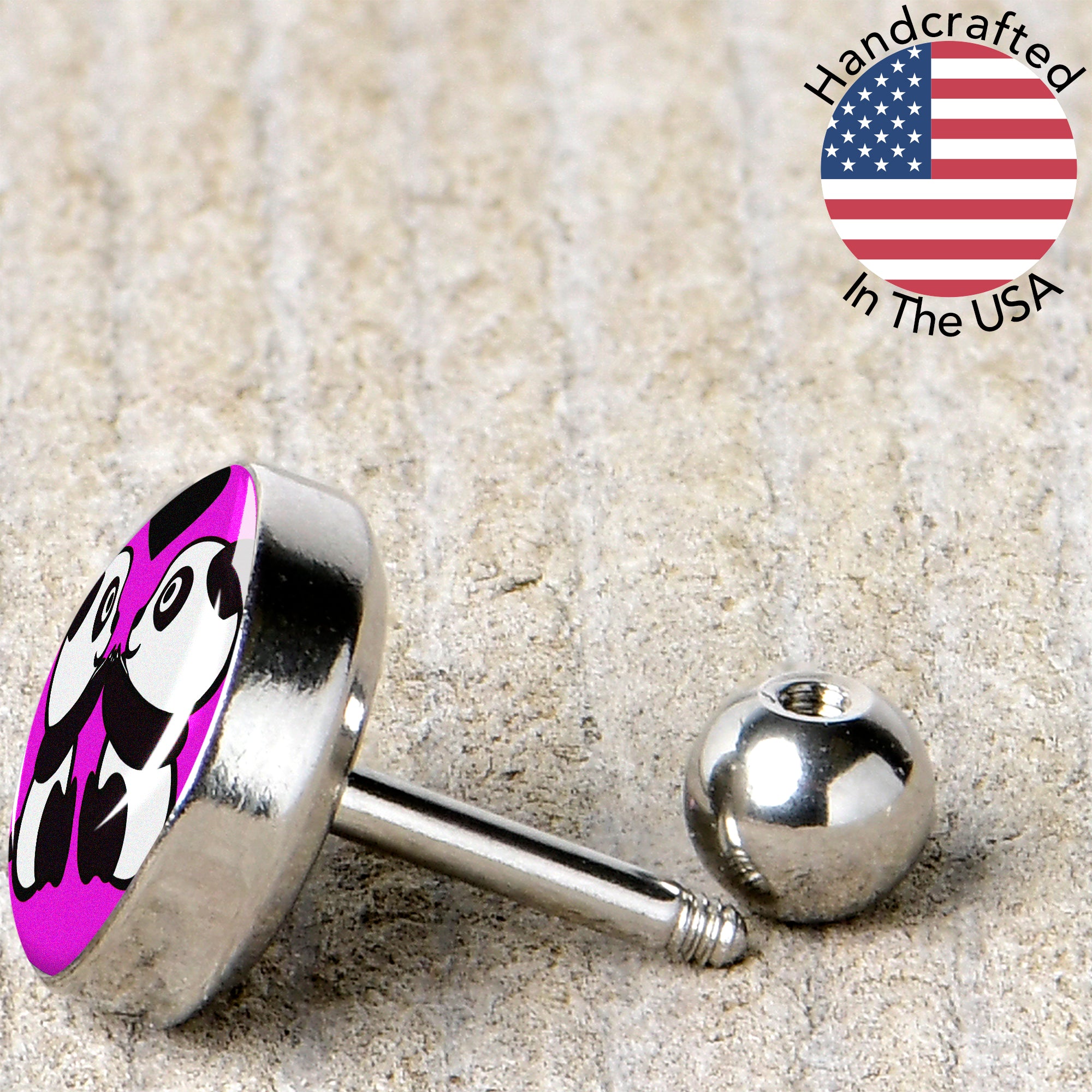 16 Gauge 1/4 Panda Love Cartilage Tragus Earring