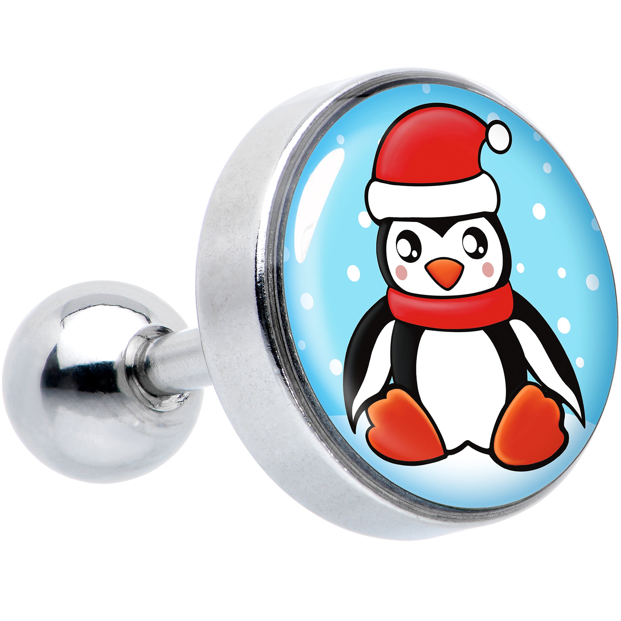 16 Gauge 1/4 Snowfall Holiday Penguin Tragus Cartilage Earring